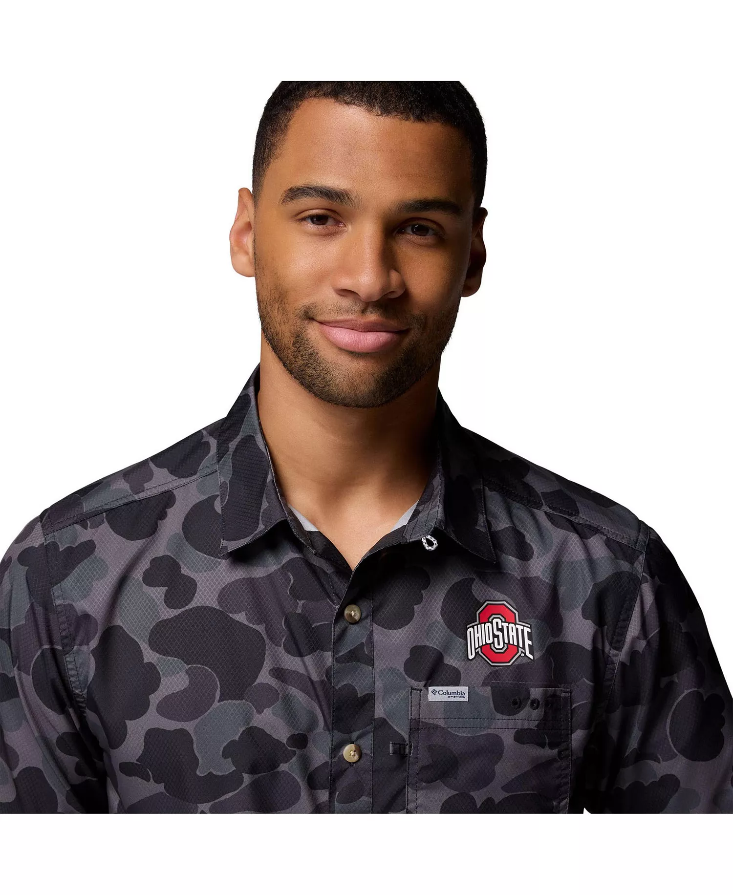 Men's Black Ohio State Buckeyes Super Slack Tide Omni-Wick Button-Up Shirt - Black - L