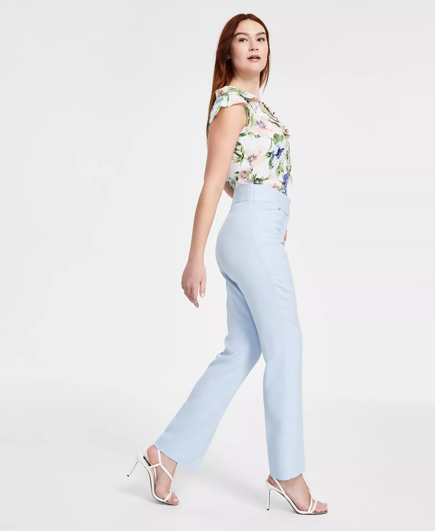 Petite Bell-Bottom Mid Rise Pants - Ice Blue - 10P