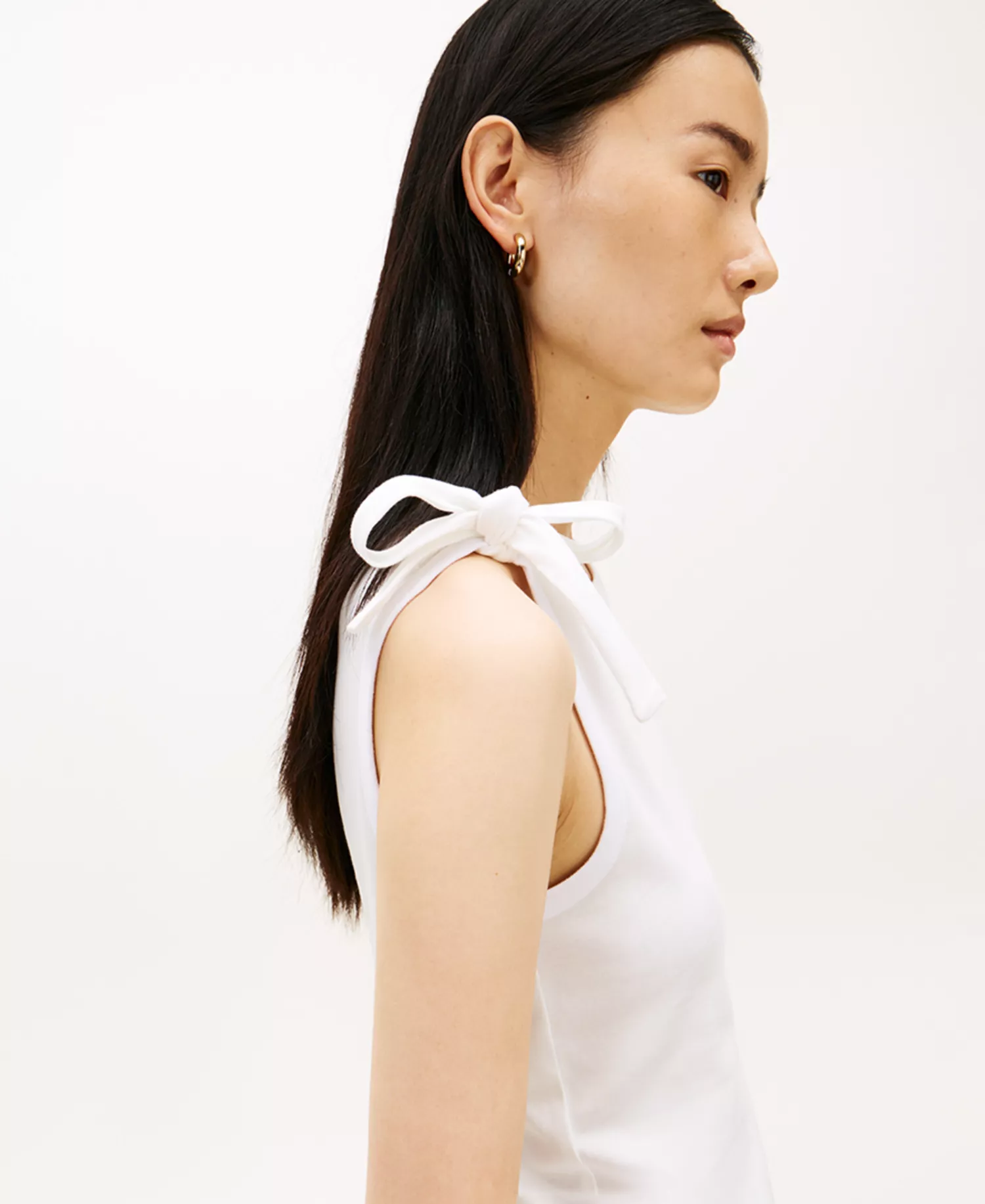 Women's Bow-Detail Crew Neck Tank Top - Ecru - L