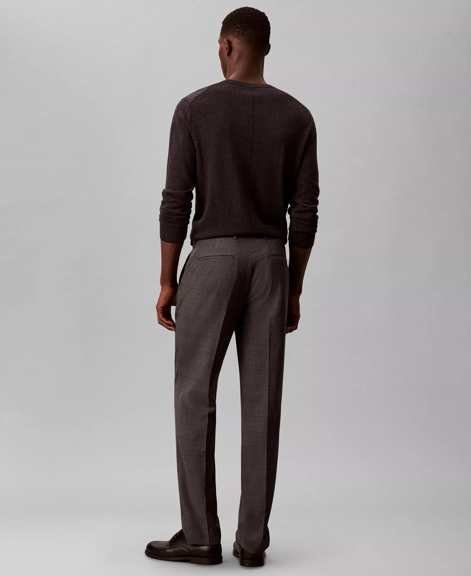 Men's Slim-Fit Check Trouser Pants - Charcoal Heather - 31x30