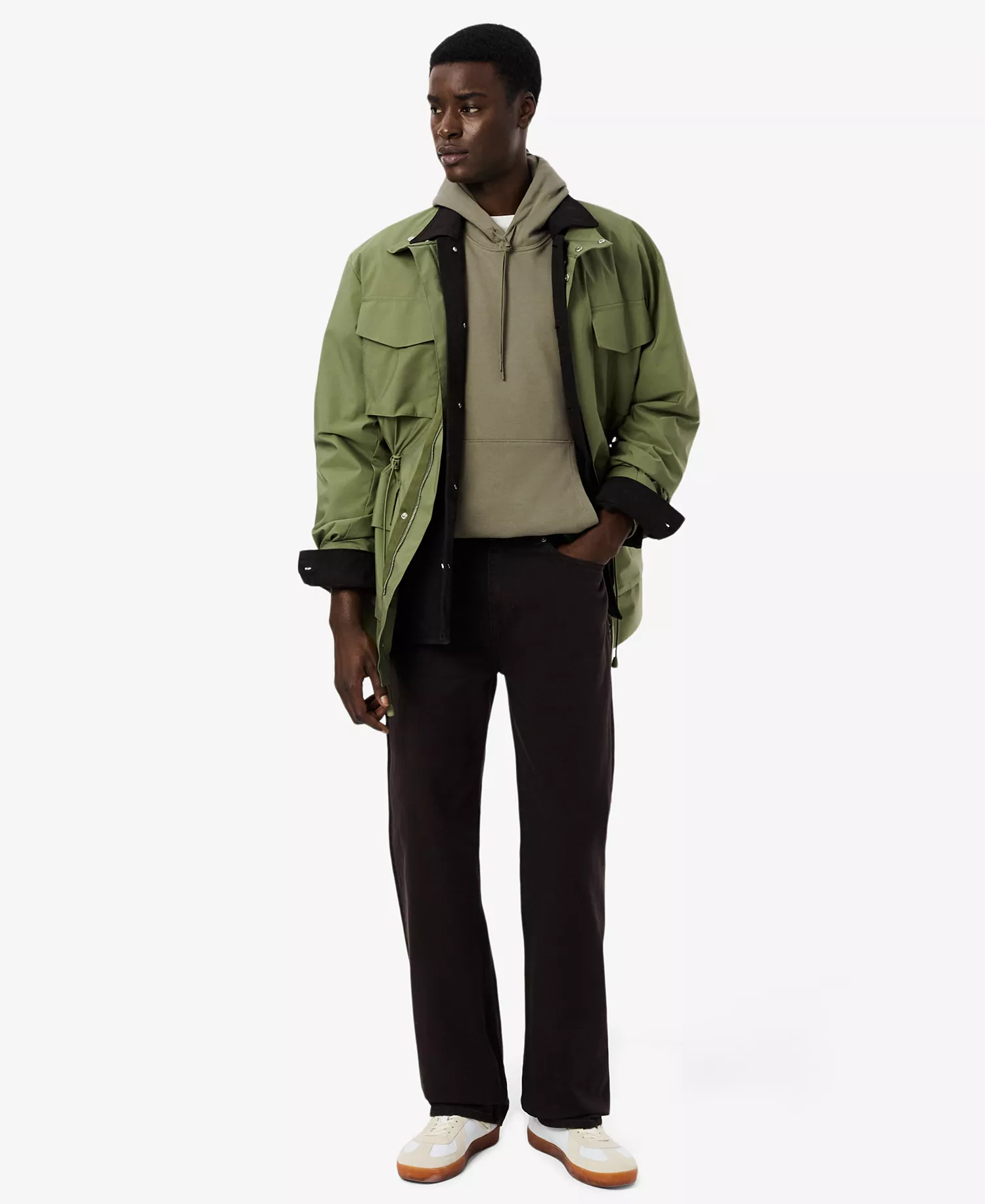 Men's Classic-Fit Logo Stripe Zipped Hoodie - Khaki - L