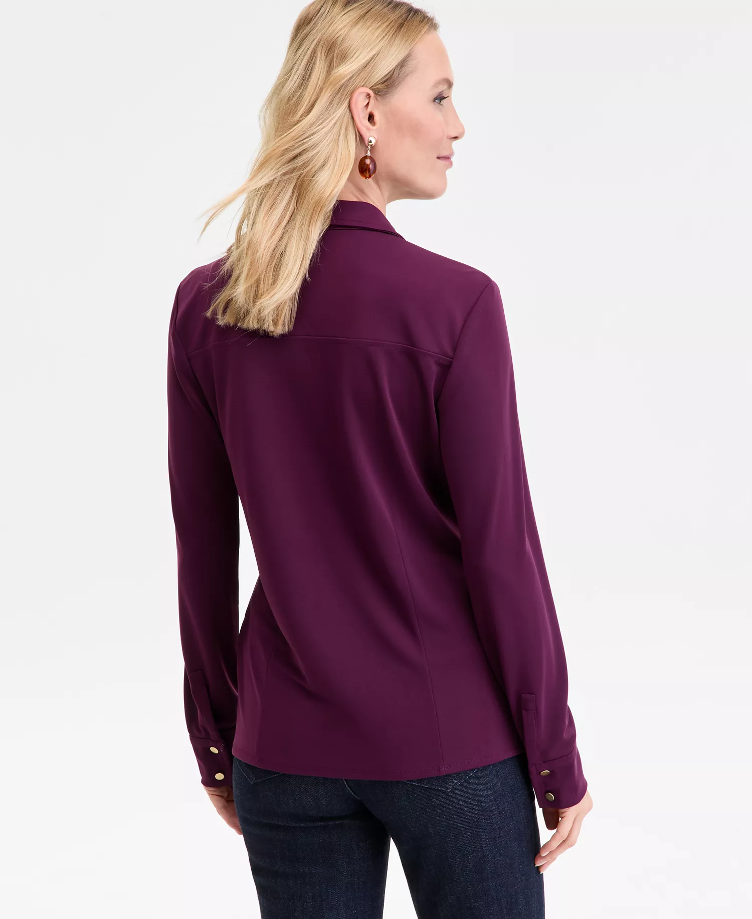 Women's Knit Utility Shirt, Exclusively at Macy's - Berried Treasur - L