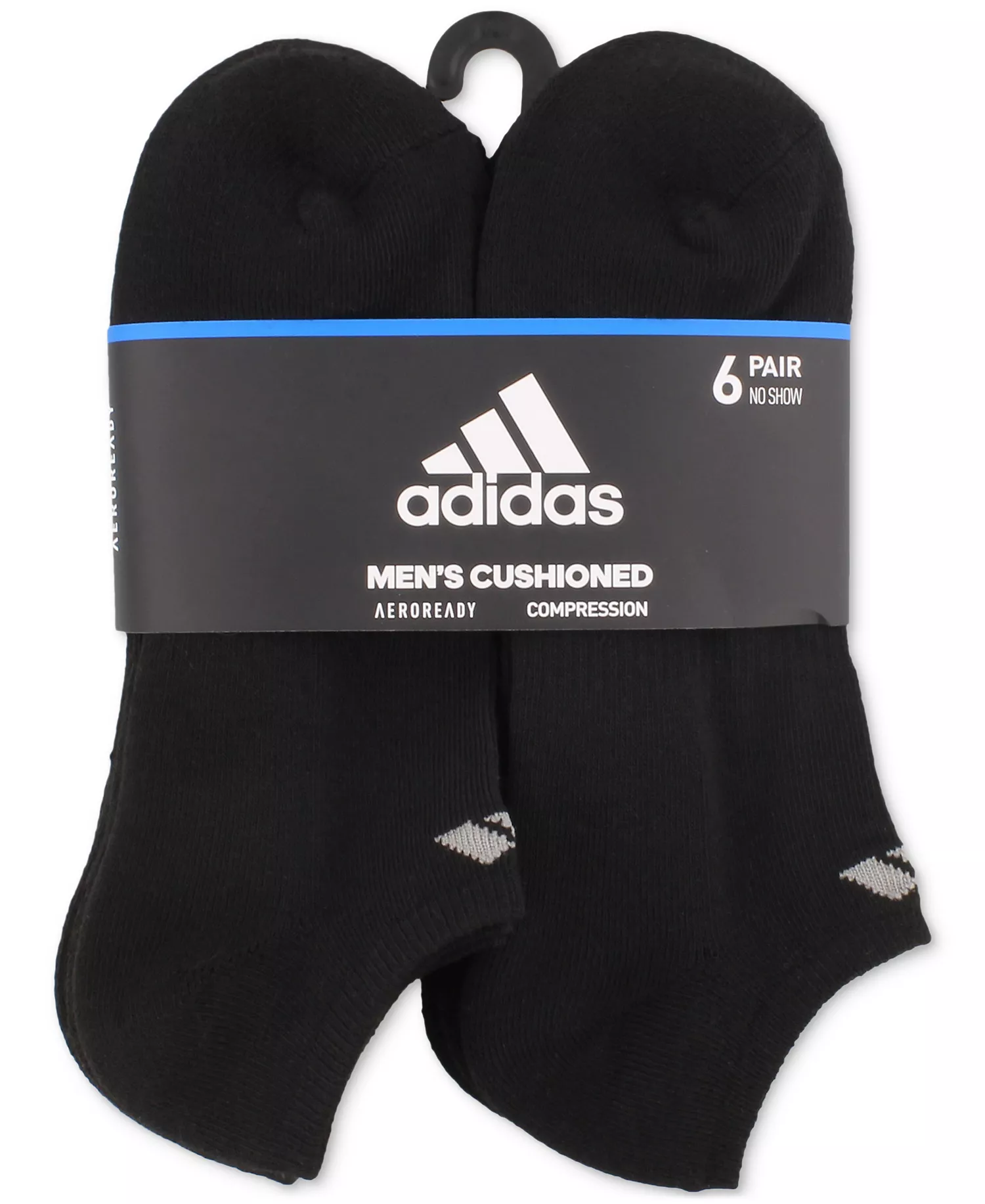 Men's Cushioned Athletic 6-Pack No Show Socks - Black - L