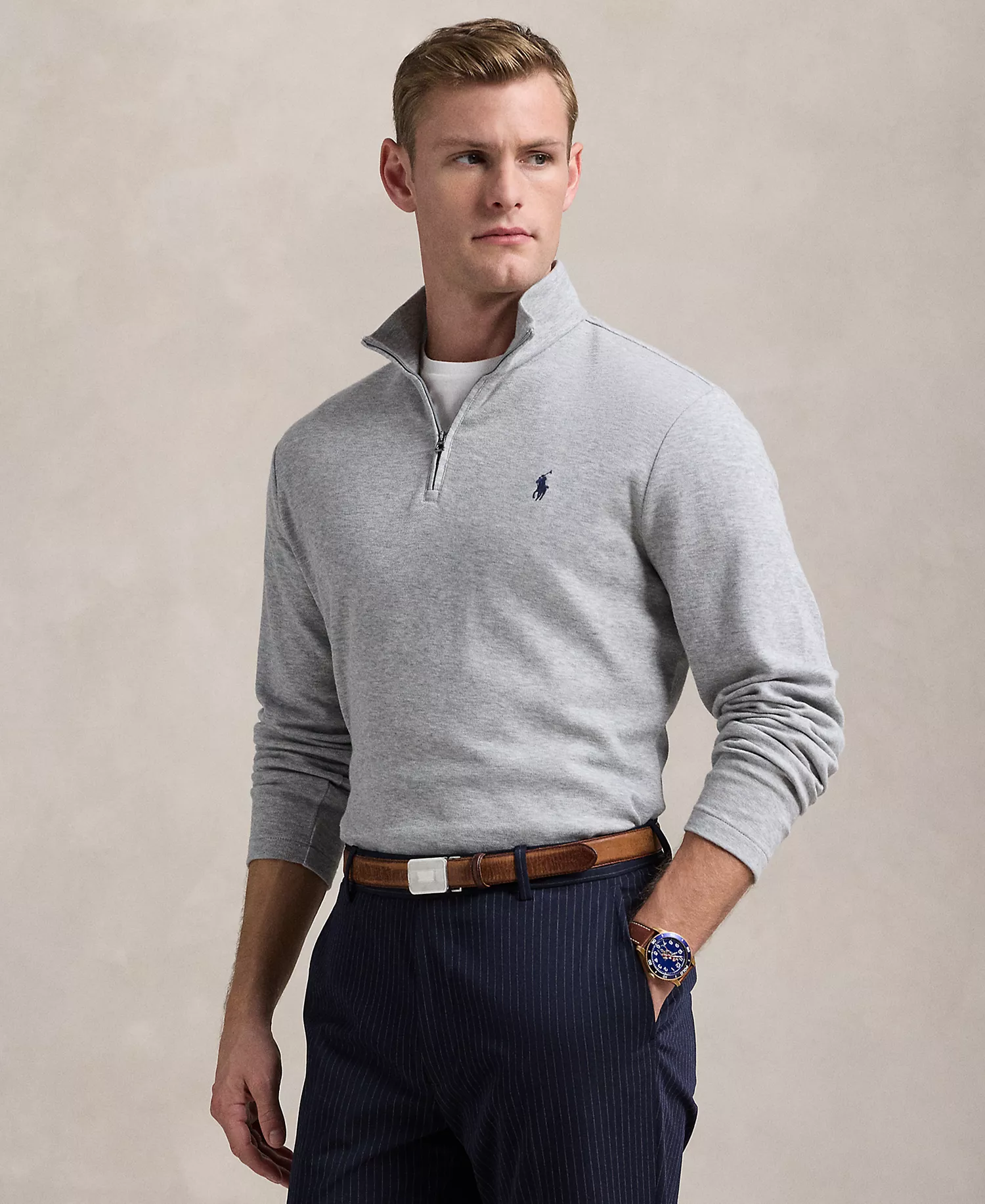 Men's Cotton-Blend Jacquard Pullover Sweatshirt - Andover Heather - 2XL