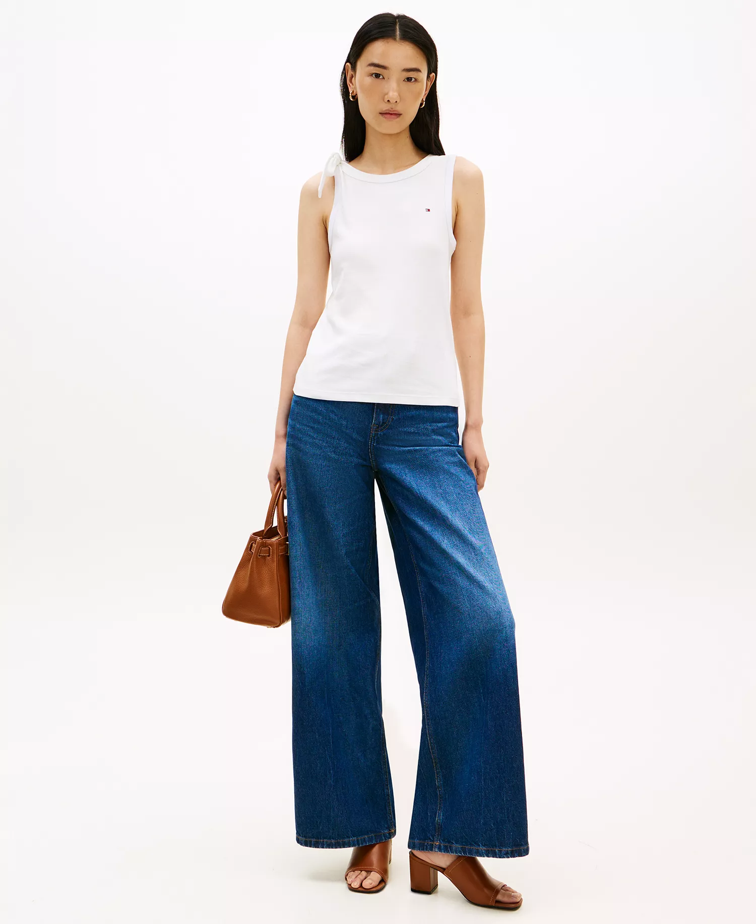 Women's Bow-Detail Crew Neck Tank Top - Ecru - L