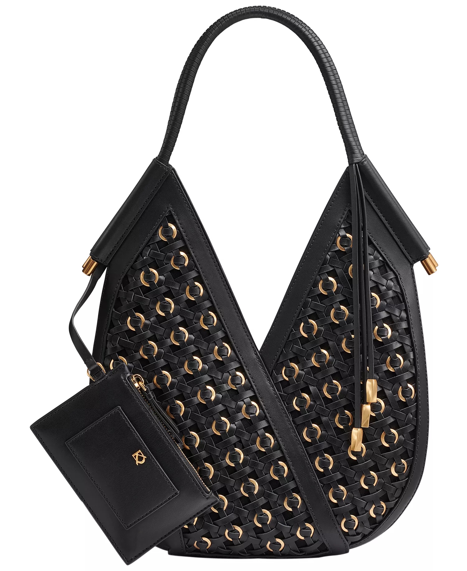 Baldwin Woven Grommet Shoulder Bag - Black/Gold - ONE SIZE