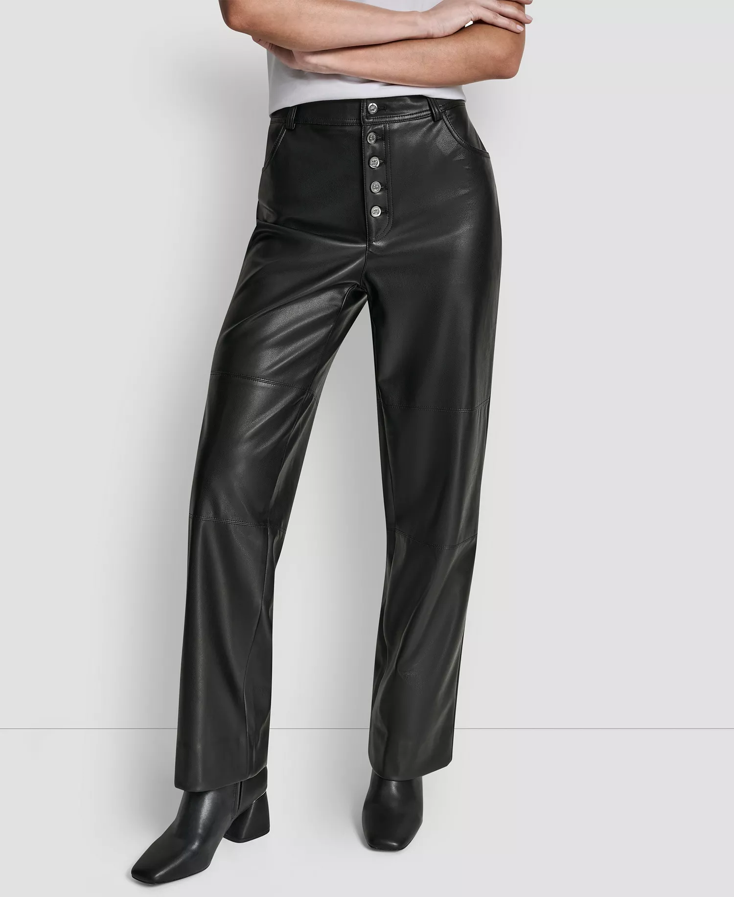 Women's Seamed Straight-Fit Pants - Black - 10