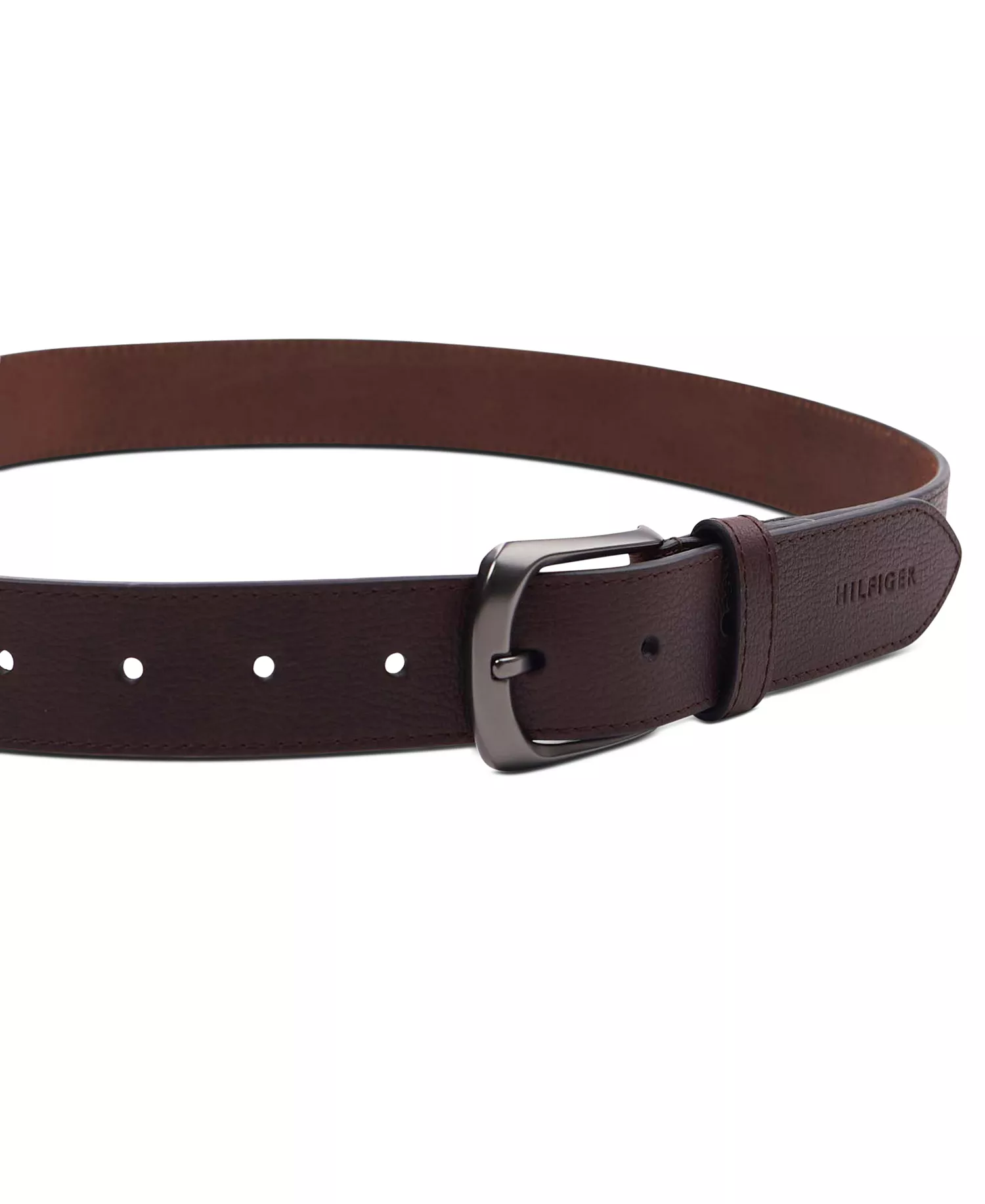 Men's Enamel Logo Ornament Casual Leather Belt - Brown - L (38-40)