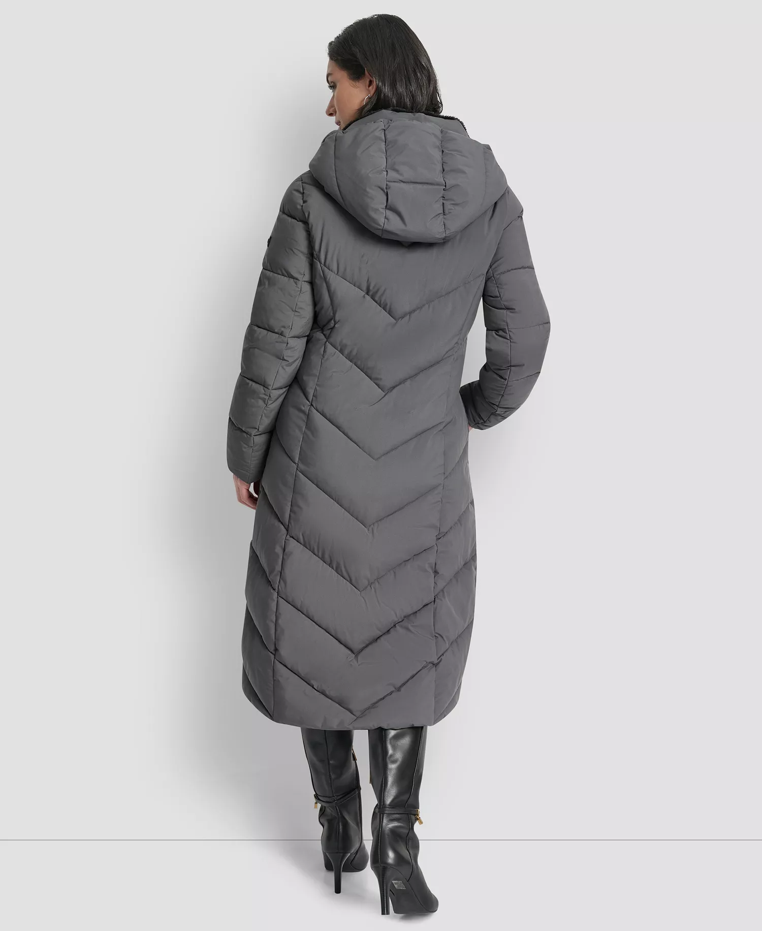Women's Hooded Zip Front A-Line Maxi Puffer Coat - Titan - L
