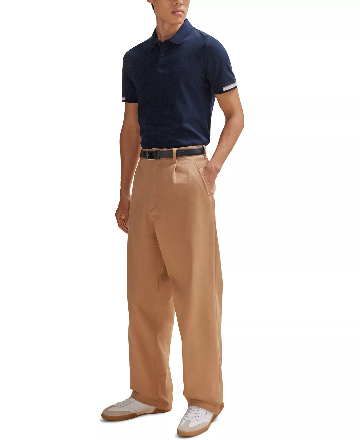 Men's Regular-Fit Rubberized Logo Polo Shirt - Dark Blue - L