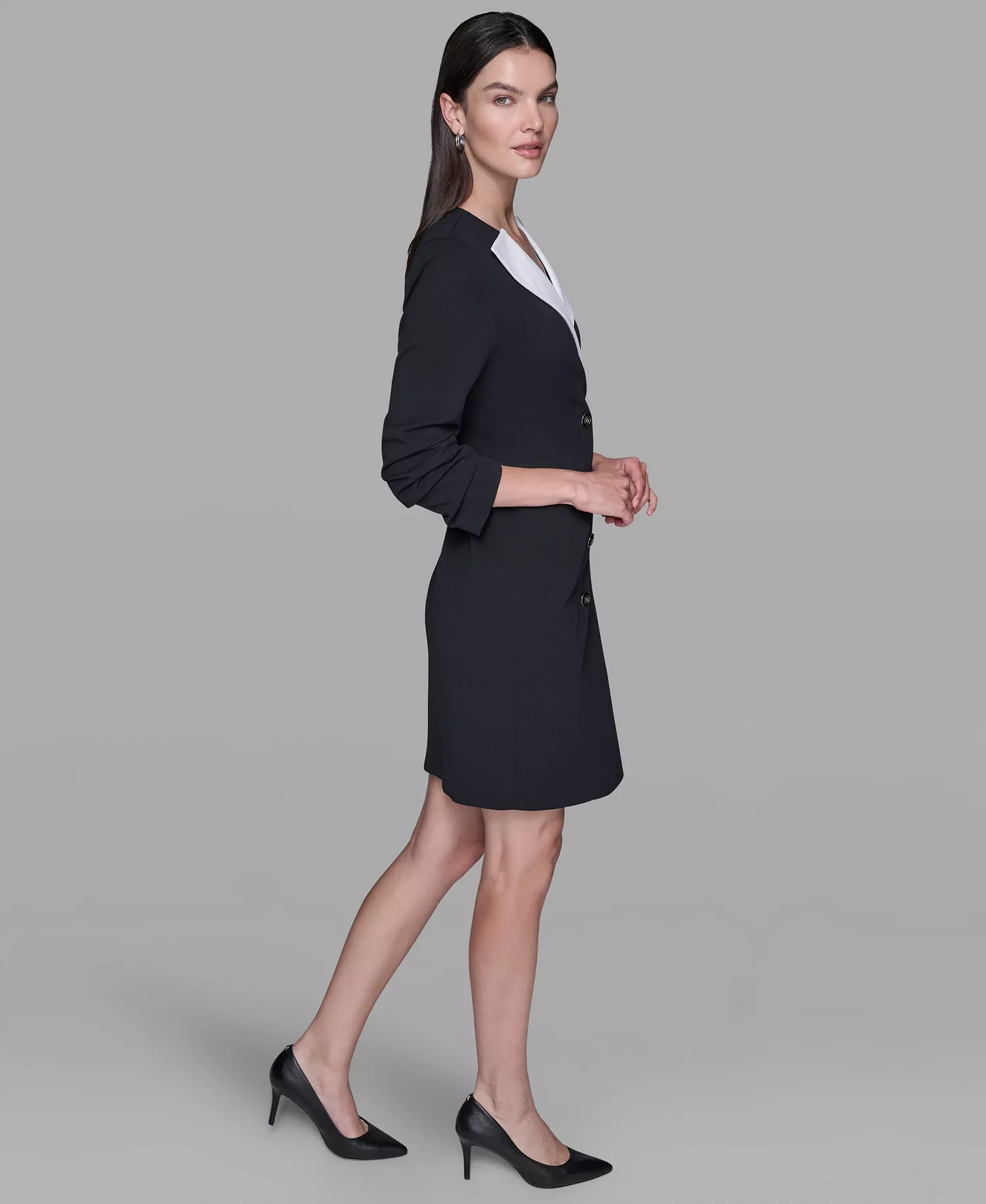 Women's Double-Breasted Blazer Dress - Black - 10