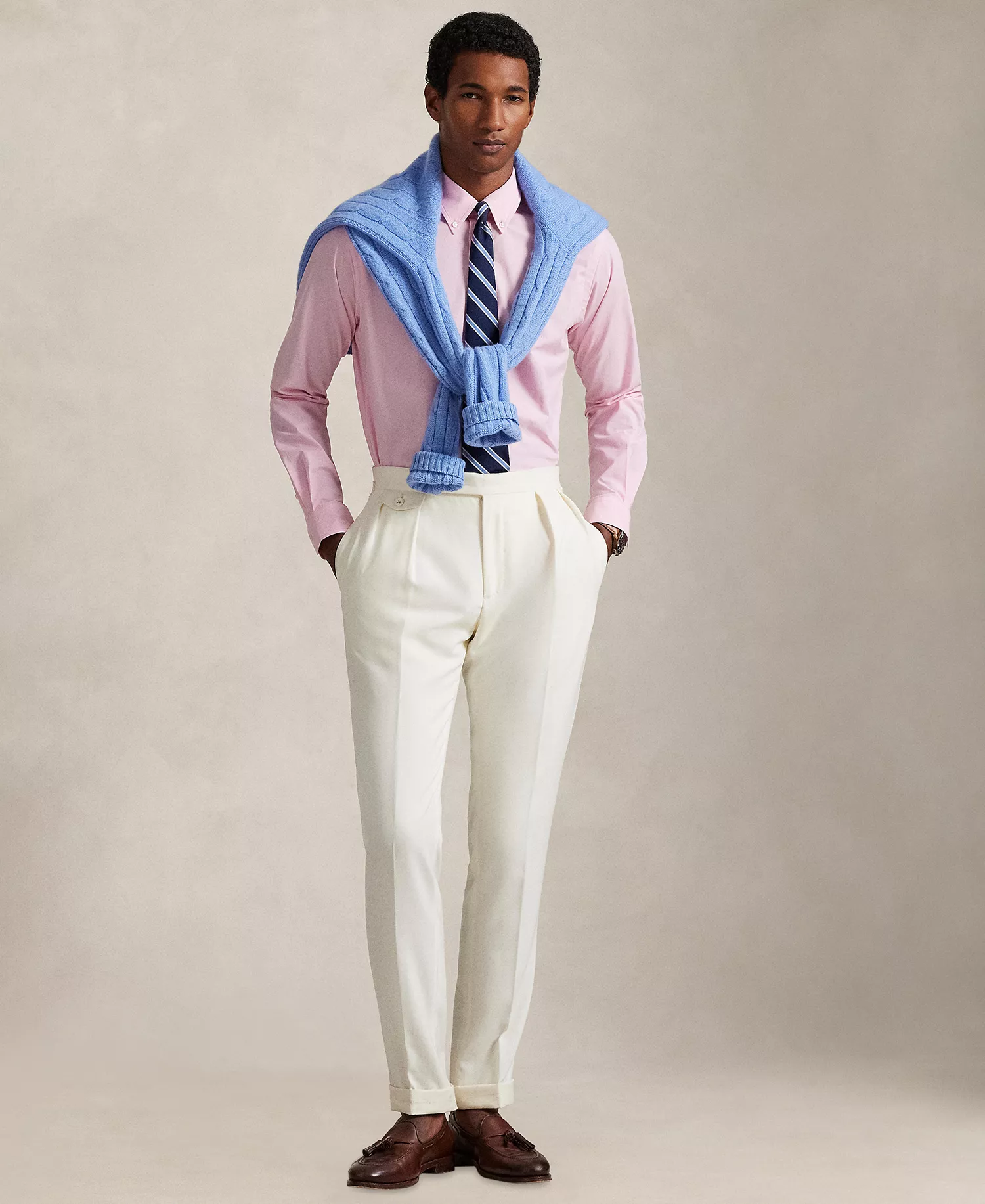 Men's Classic-Fit Stretch Poplin Shirt - Beldaire Pink White - 2XL