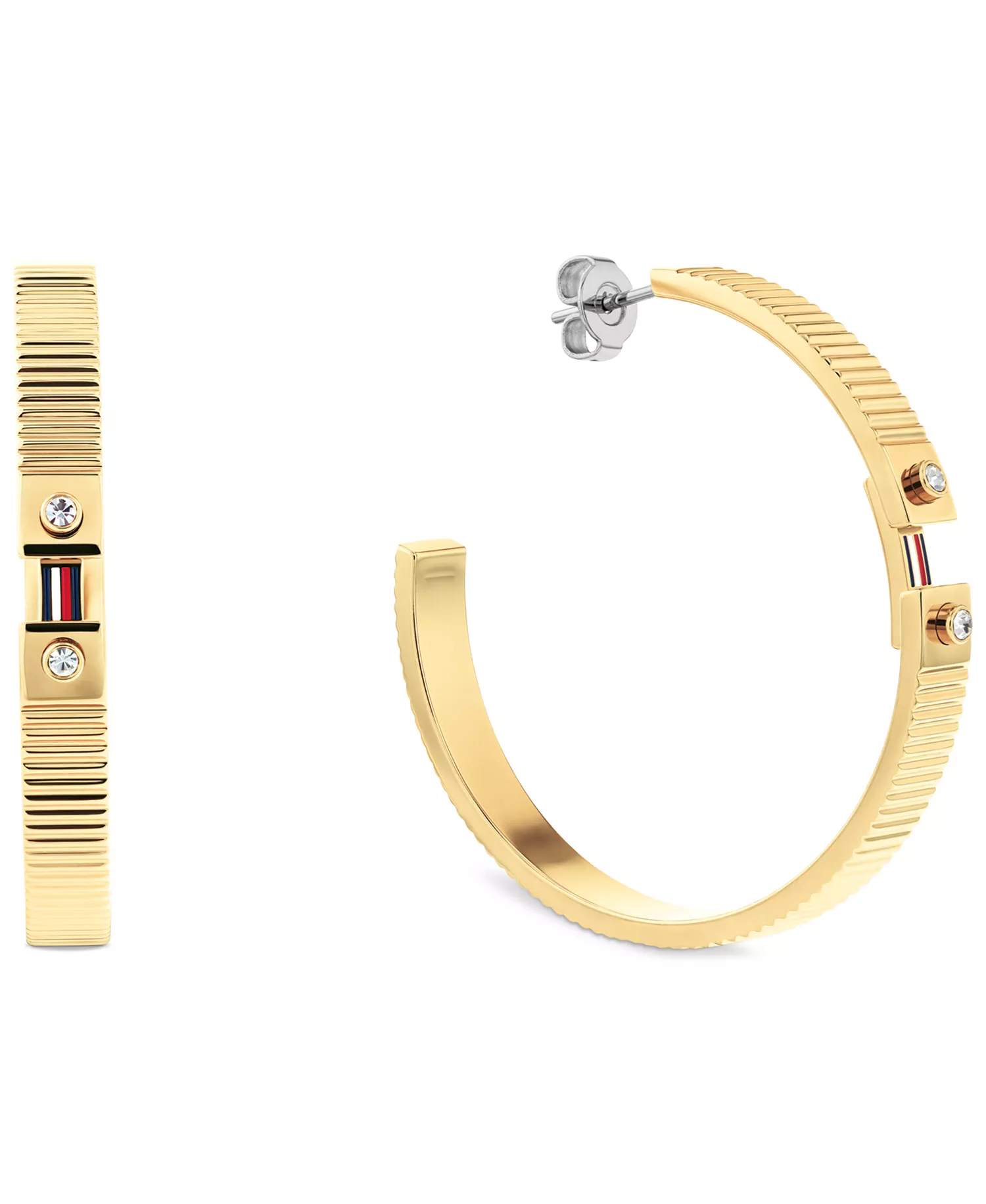 Women's Stripes Gold-Plated Stainless Steel Earrings - Gold - ONE SIZE