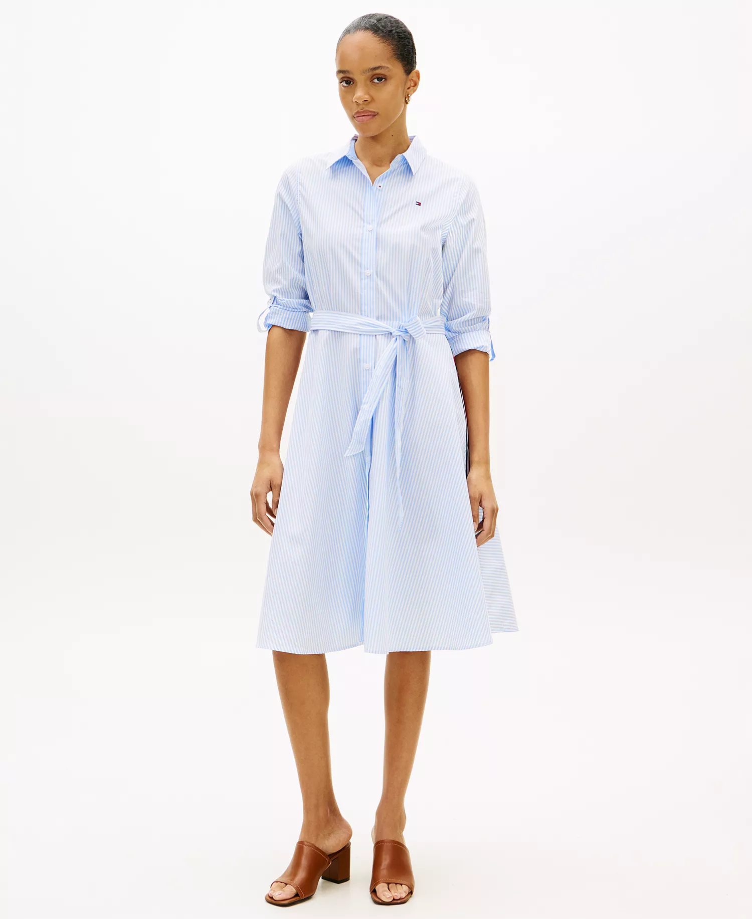 Women's Poplin Collared Shirt Dress - Classic blue - L
