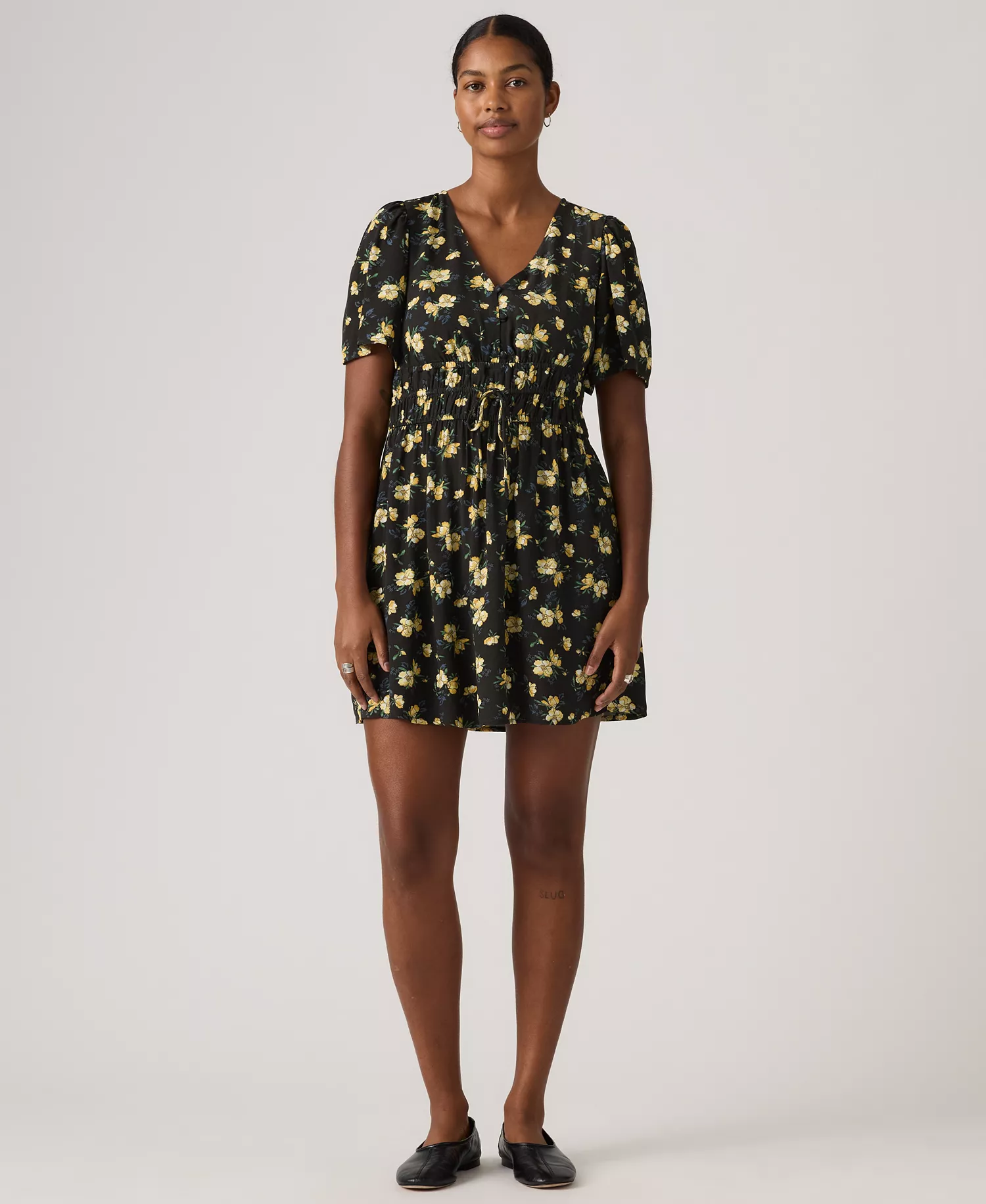 Women's Rylan V-Neck Mini Crepe Dress - Blake Brushstroke Floral Small V5 Rattan - L