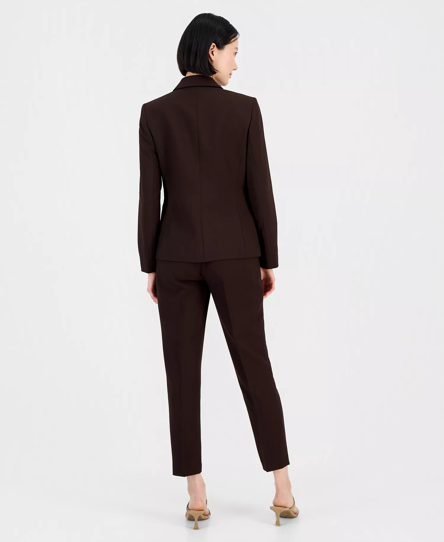 Women's One-Button Pantsuit Set - Espresso - 10