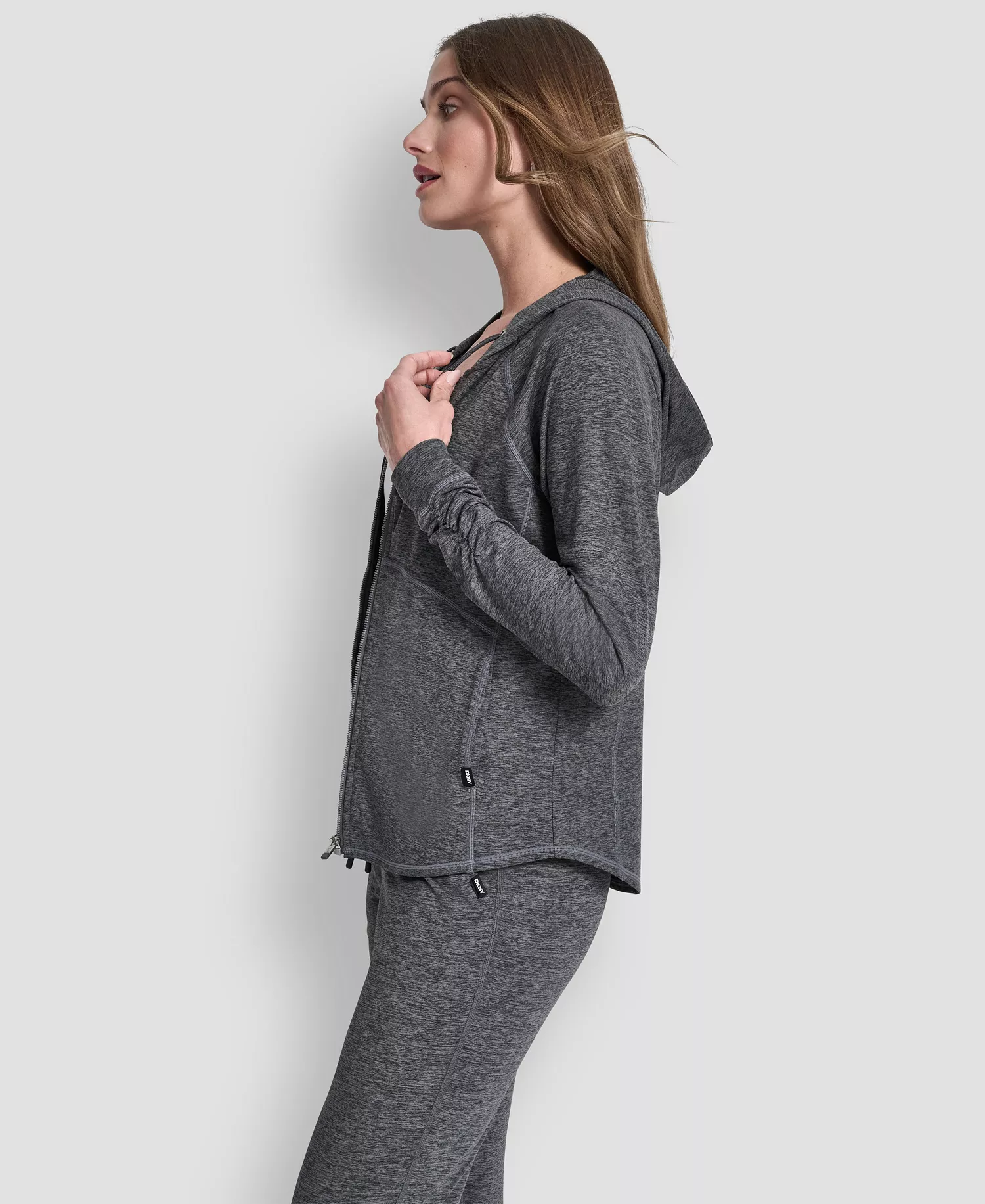 Women's Full-Zip Long-Sleeve Hoodie - Black Spacedye - L
