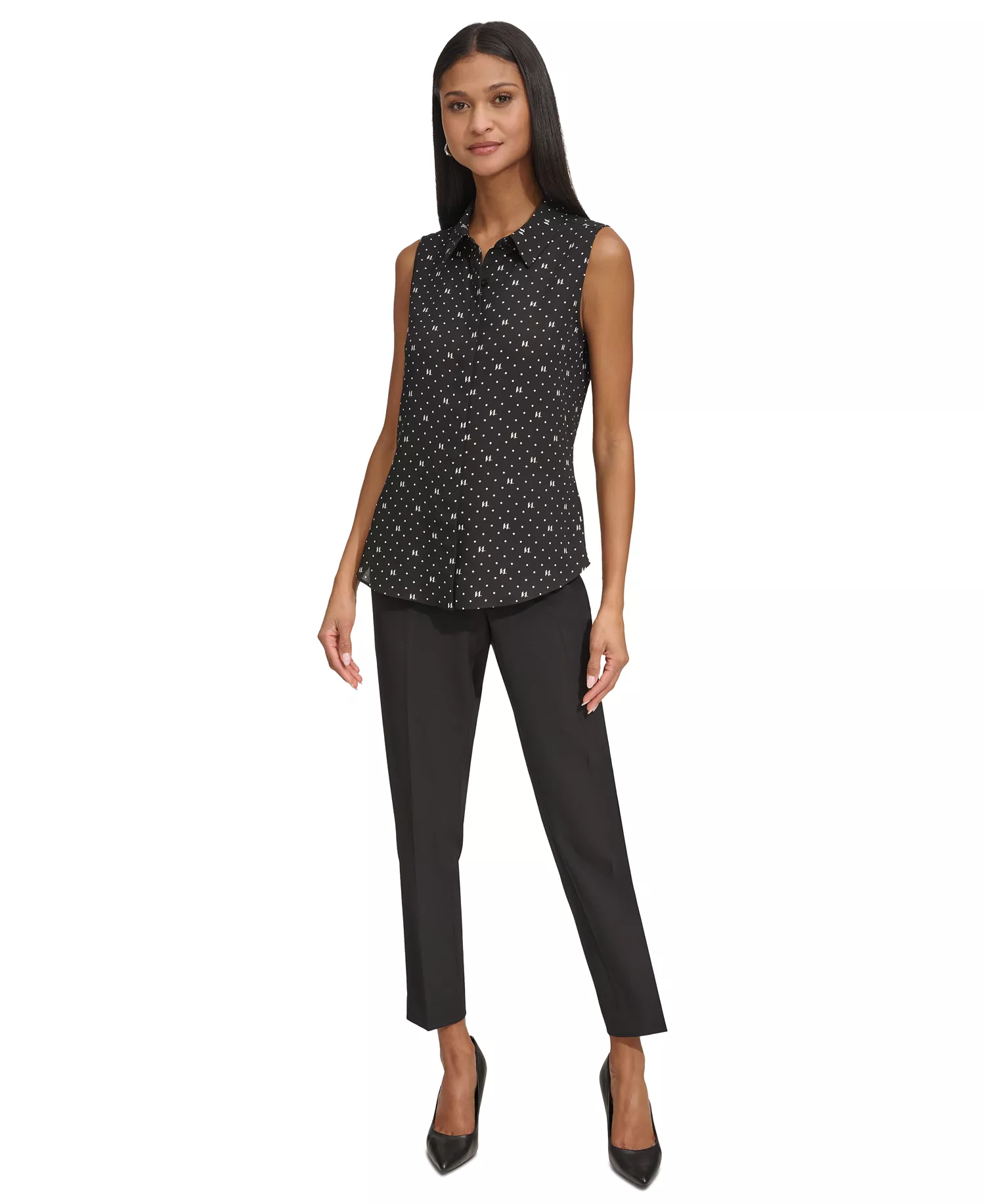 Women's Logo Sleeveless Shirt - Black/Soft White - L