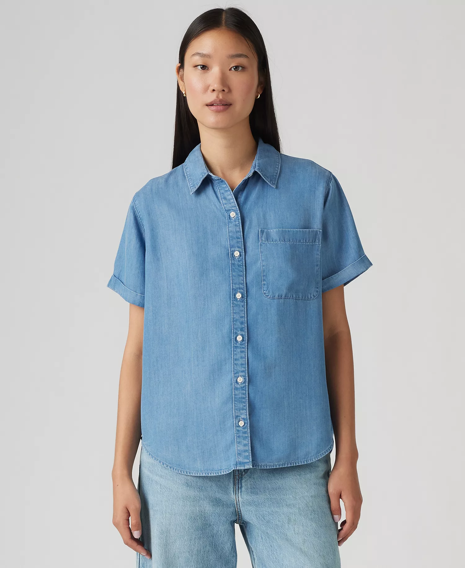 Women's Oakley Short-Sleeve Button Down Shirt - Fire Barrel - L