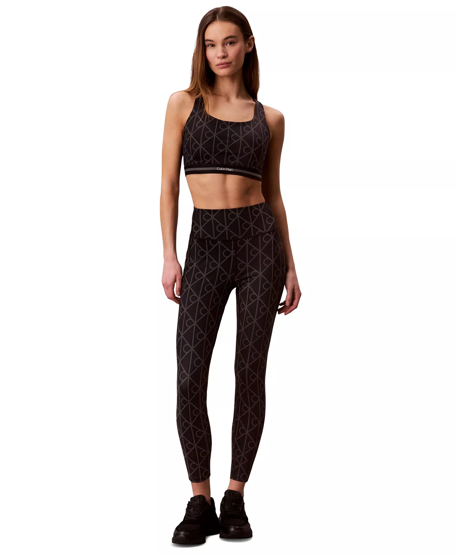 Women's Icon Sport Printed Leggings - Black Dotted Emblem - 2XL