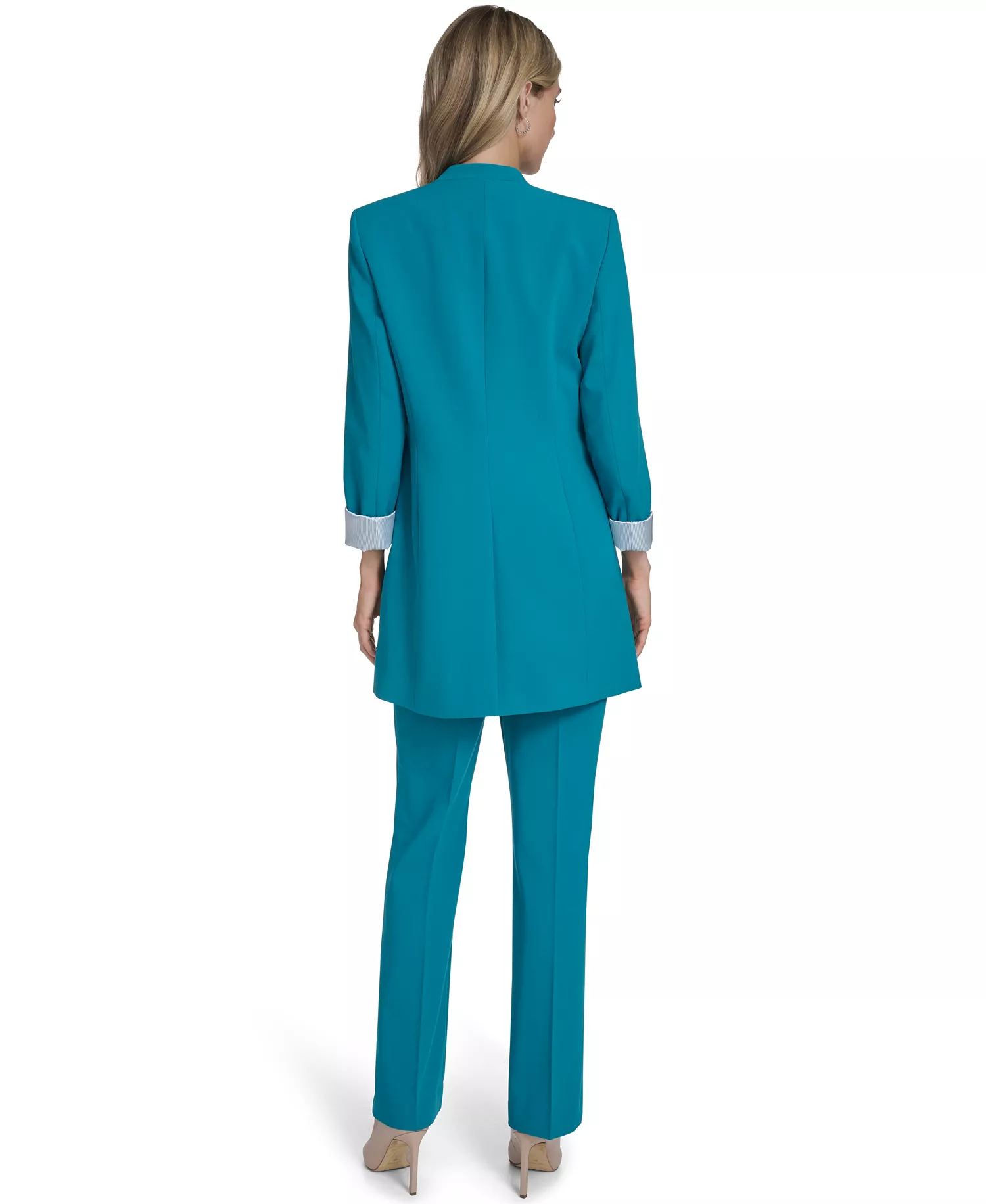 Women's Open-Front Roll Back Cuff Jacket - Petrol - 10