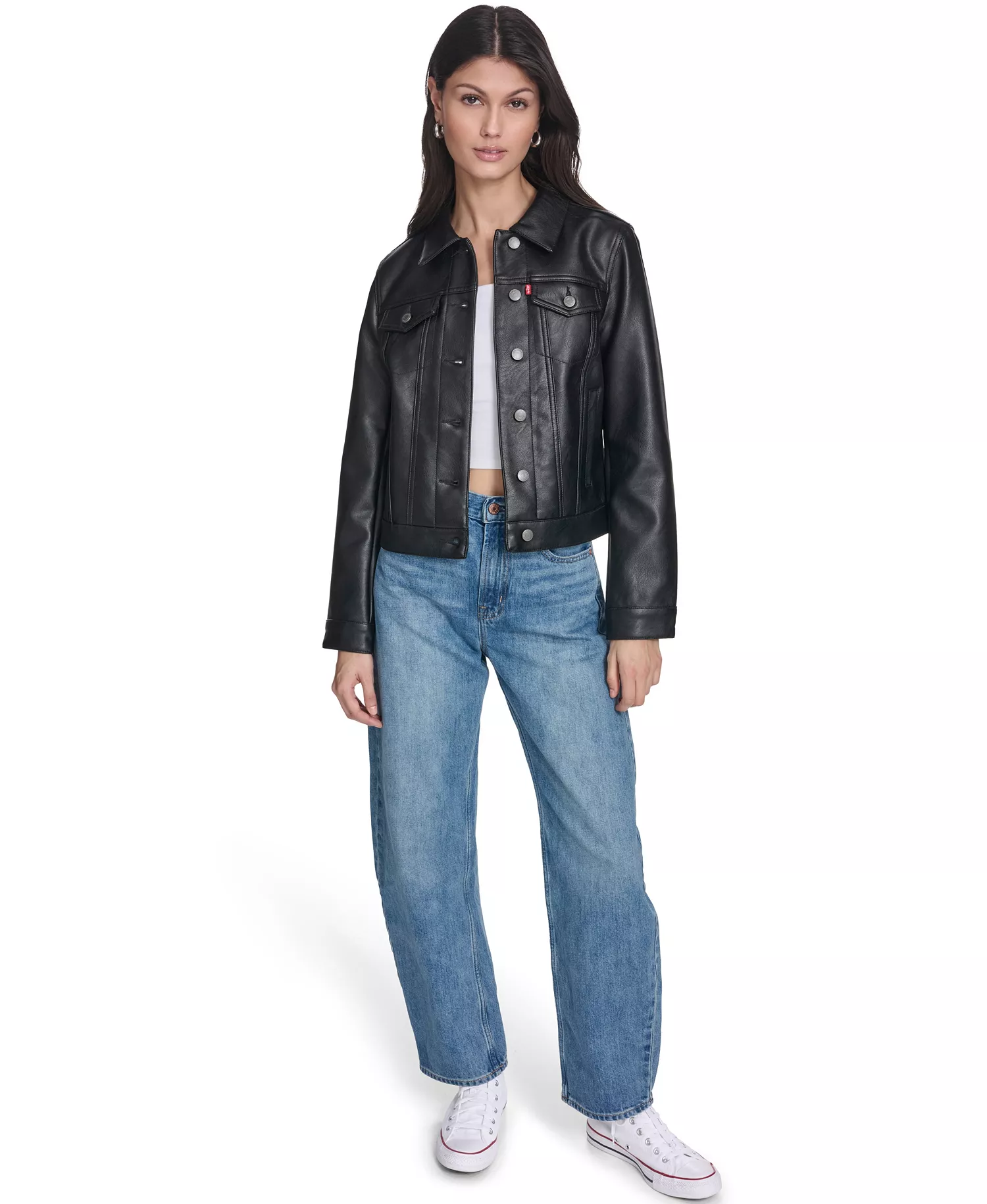Women's Classic Sherpa Lined Trucker Jacket - Black - L
