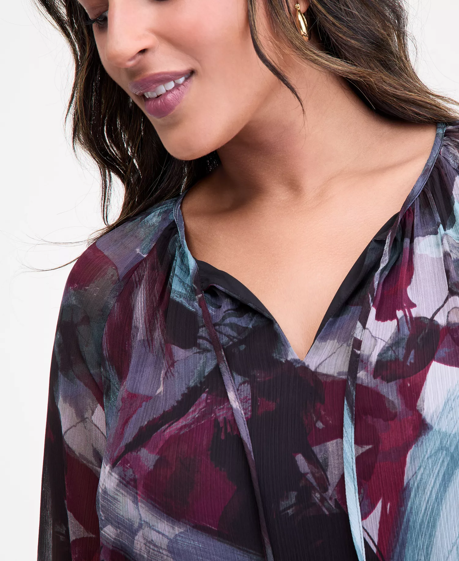 Plus Size Printed Tie-Front Blouse, Macy's Exclusive - Remi Blooms - 0X
