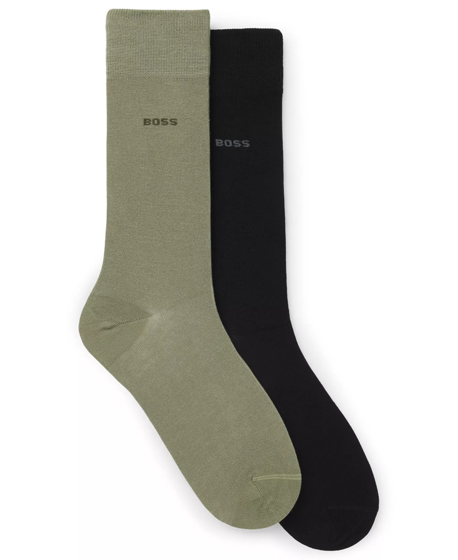 Men's Uniform Color Solid Socks, 2-Pack - Open Green/Black - 10-13