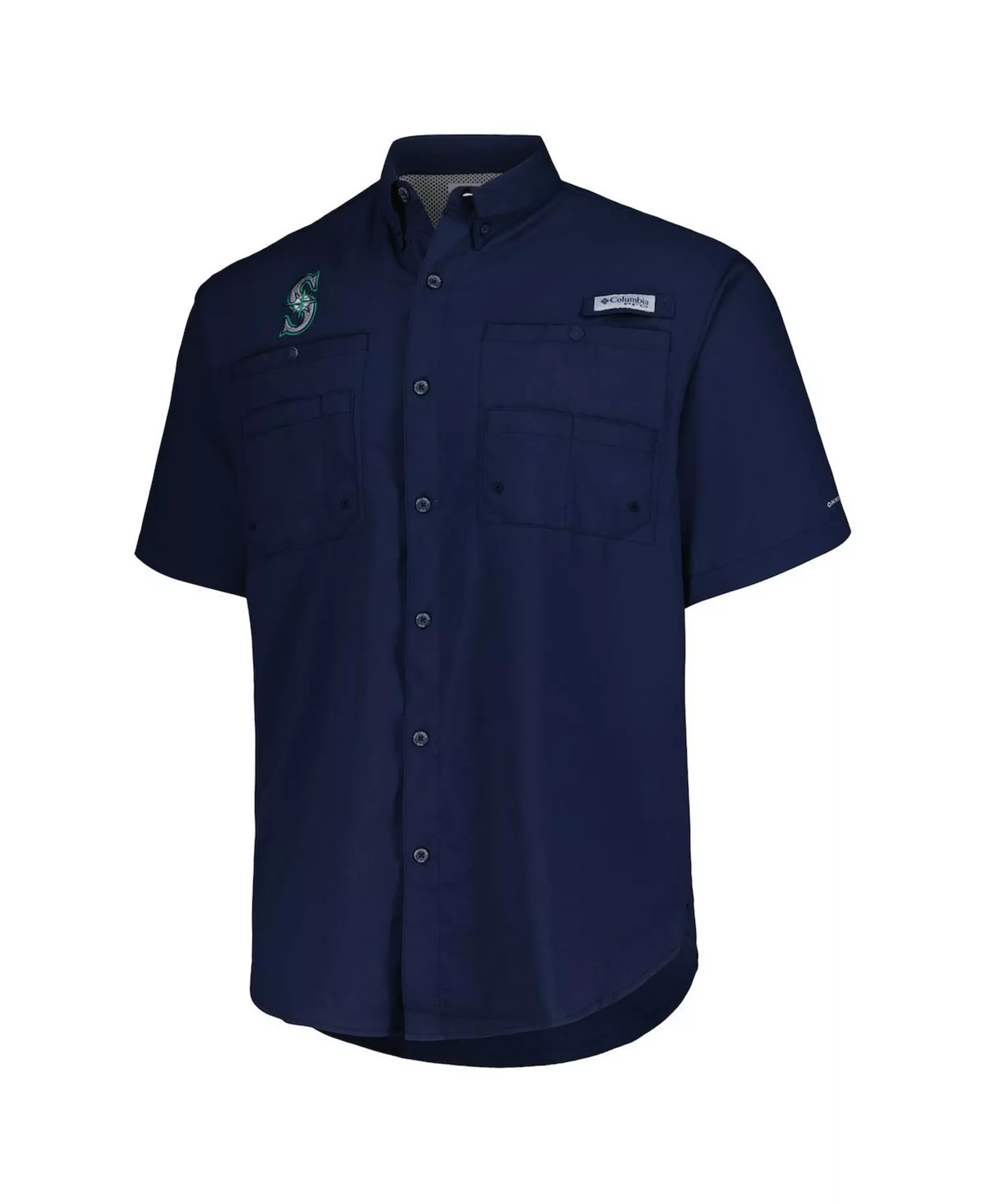 Men's Navy Seattle Mariners Tamiami Omni-Shade Button-Down Shirt - Navy - L