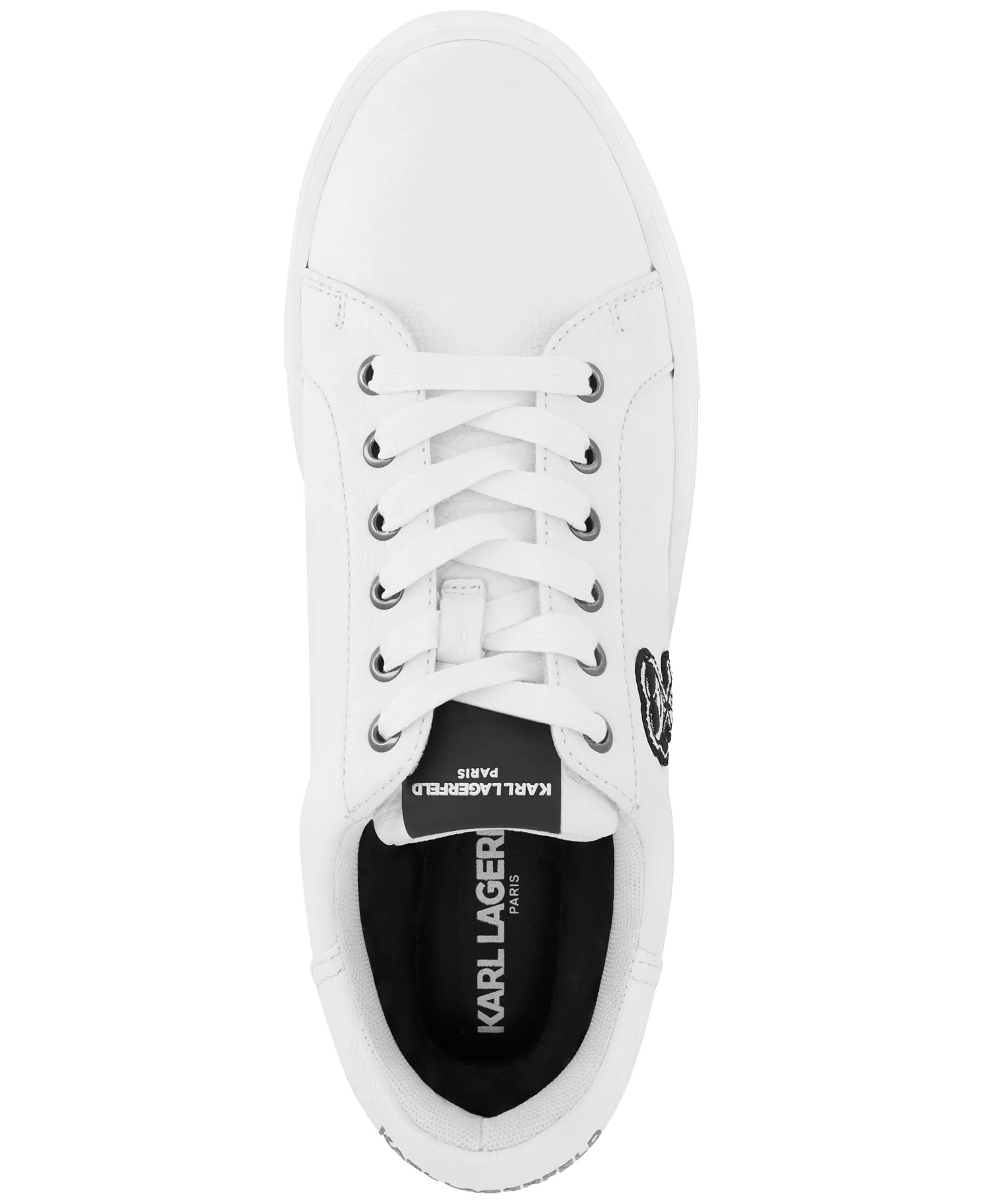 Men's Side Heart Logo Patch Tumbled Leather Sneaker - White - 10M