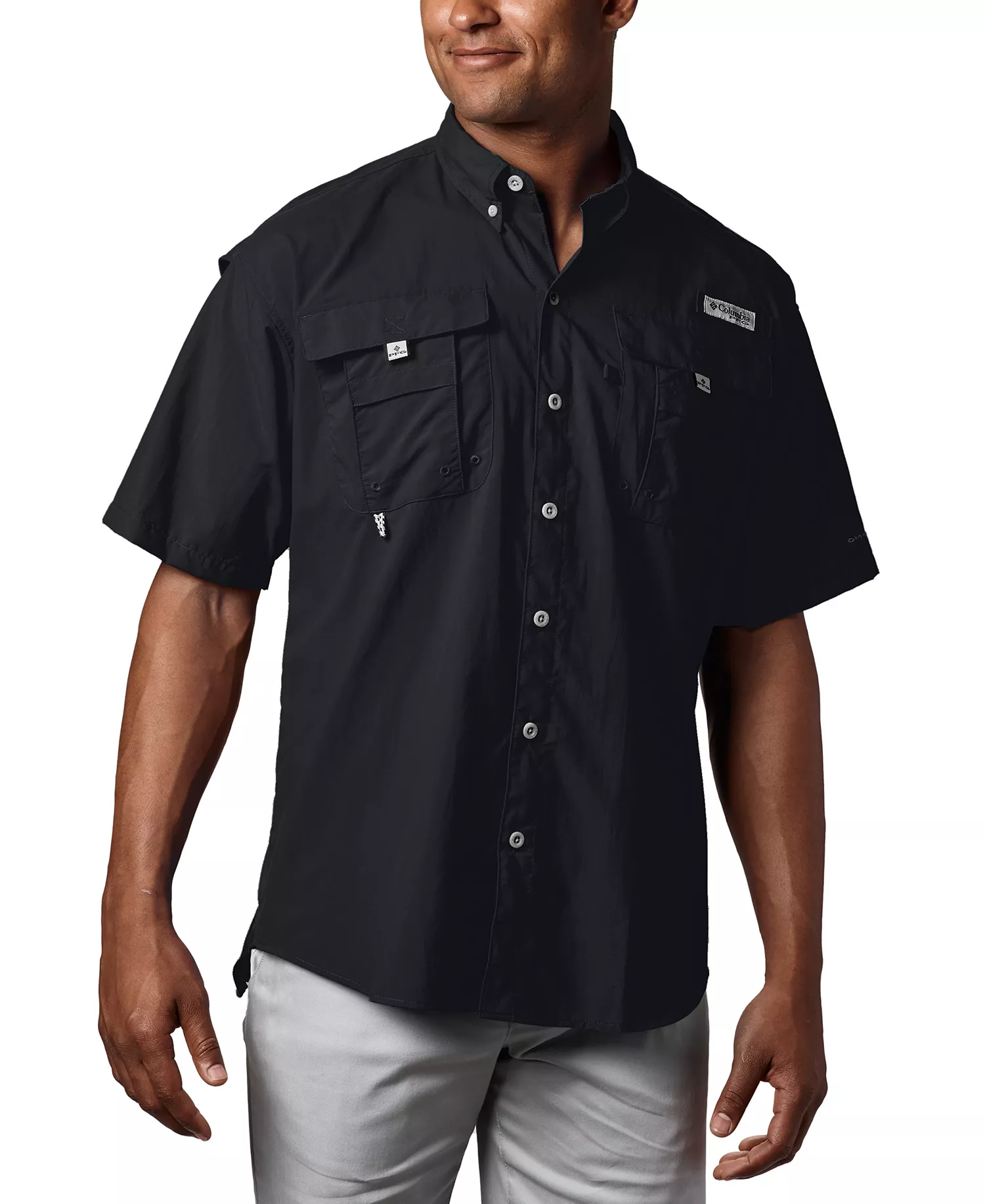 Men's Big & Tall Bahama II Short Sleeve Shirt - Black - 1X