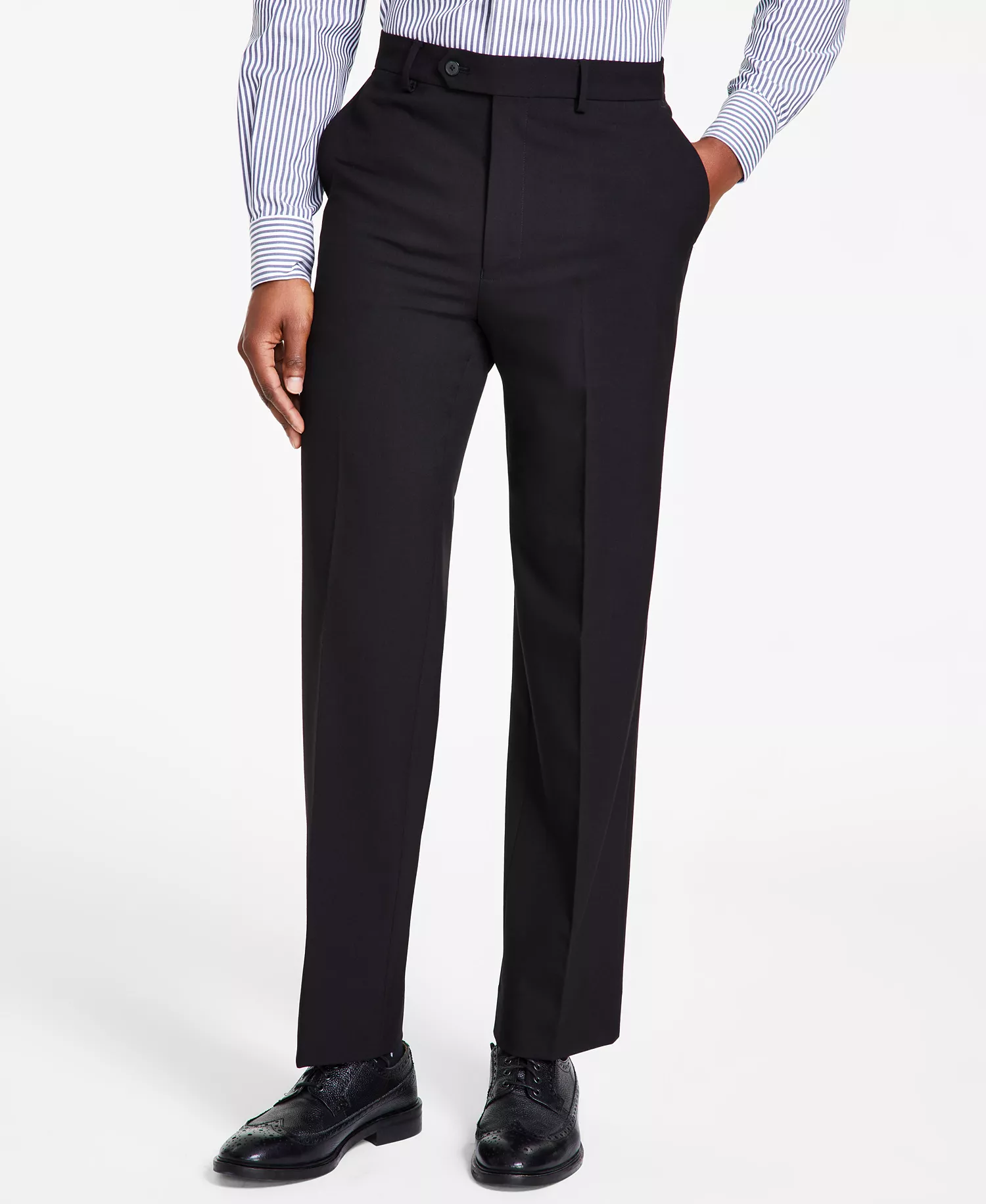 Men's Modern-Fit Bi-Stretch Suit - Black Solid - 36R