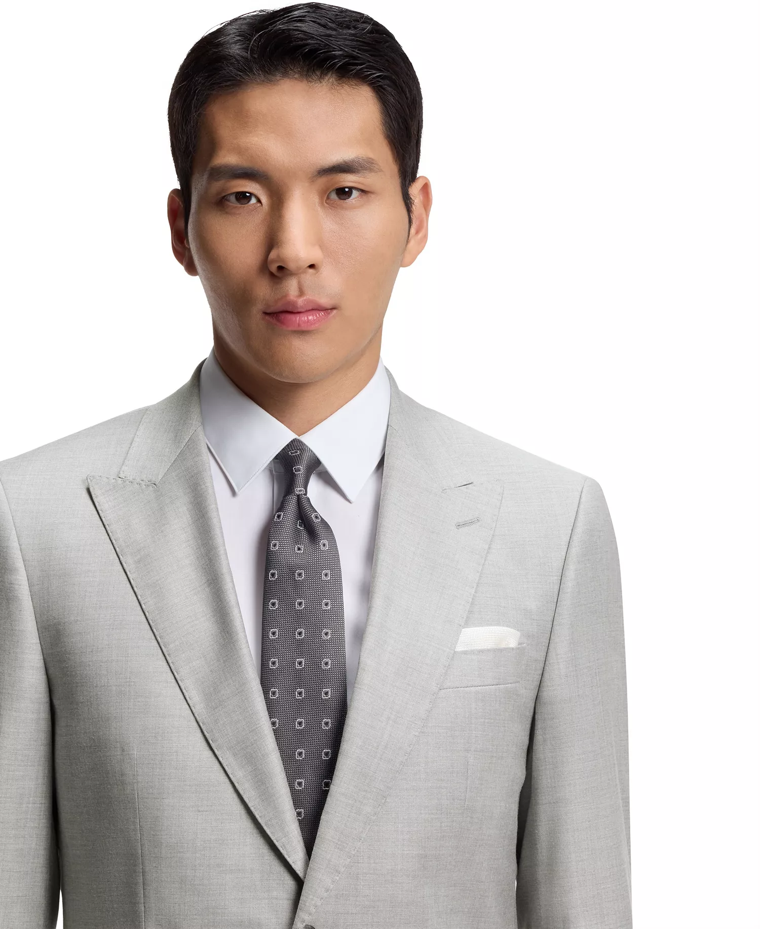 Men's Two-Piece Wool Blend Slim-Fit Suit - Silver - 36R