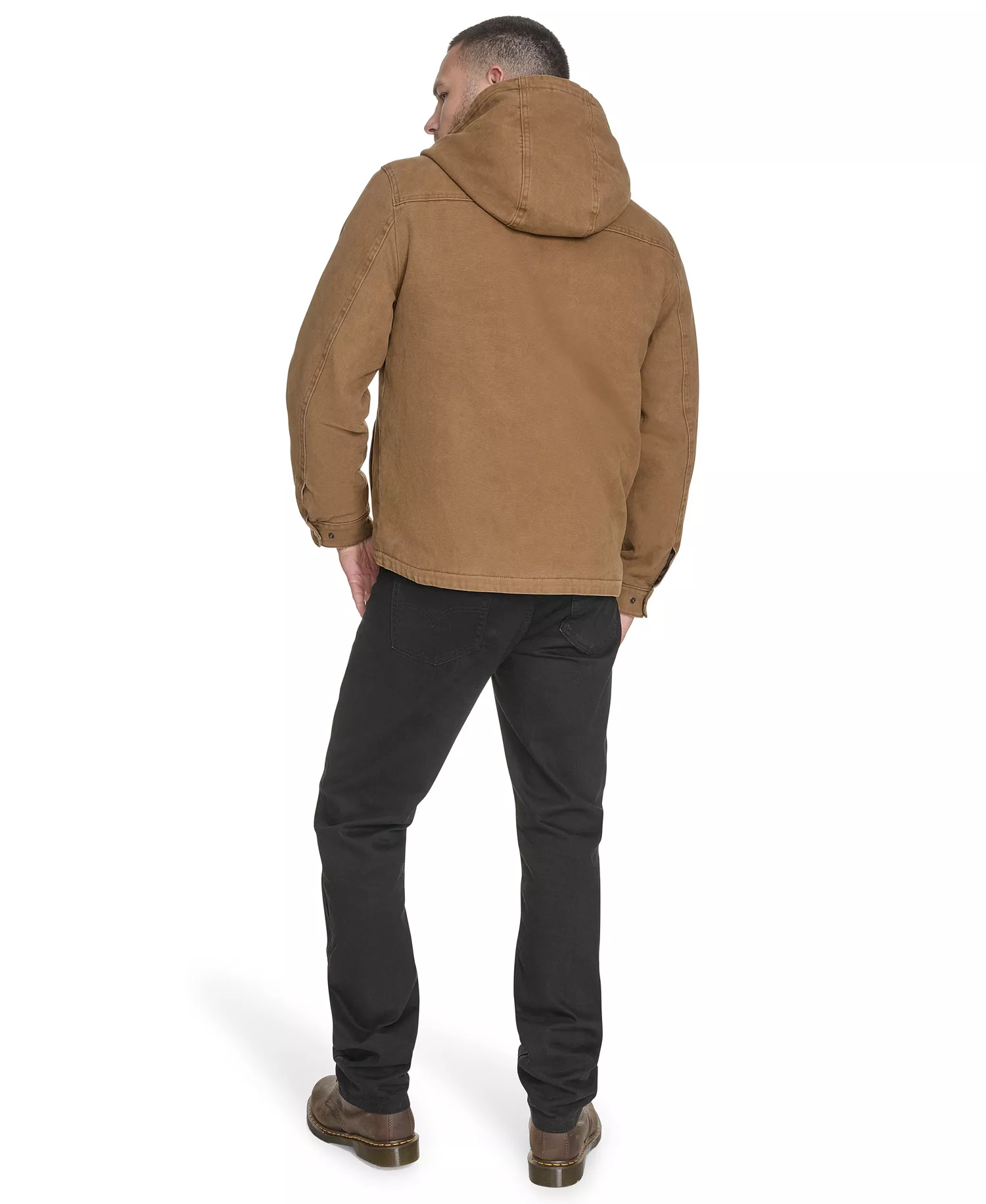 Men's Cotton Canvas Hood Jacket - Worker Brown - L