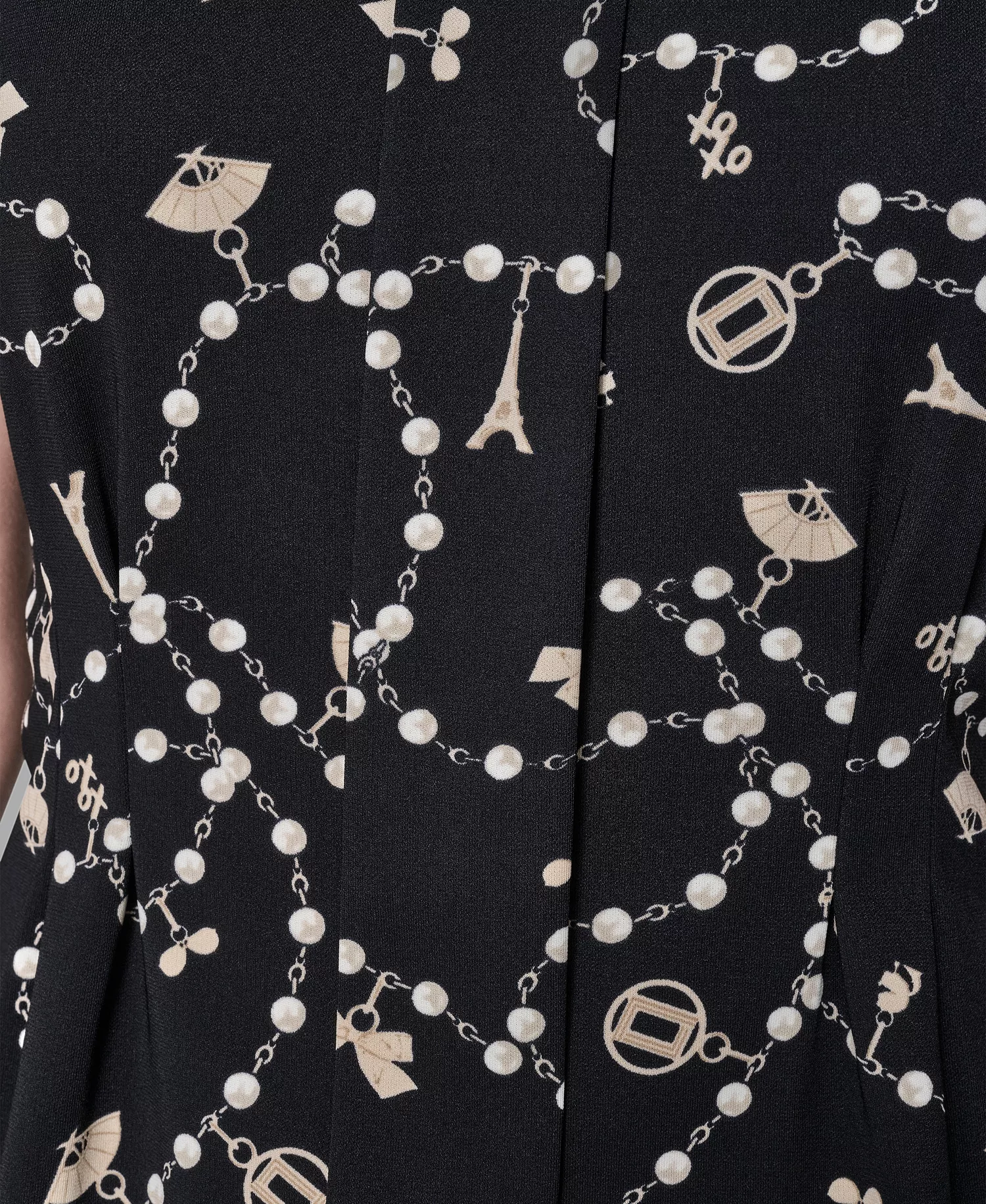 Women's Crewneck Pull-On Fitted Top - Black Multi - L