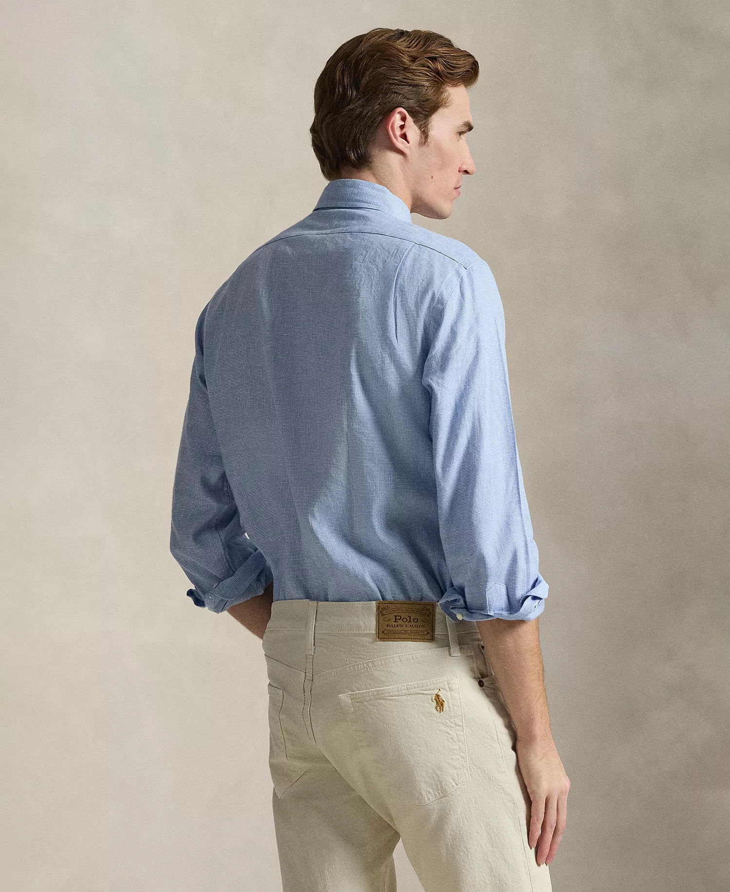 Men's Classic-Fit Miniature Houndstooth Pattern Shirt - Cabana Blue White - 2XL