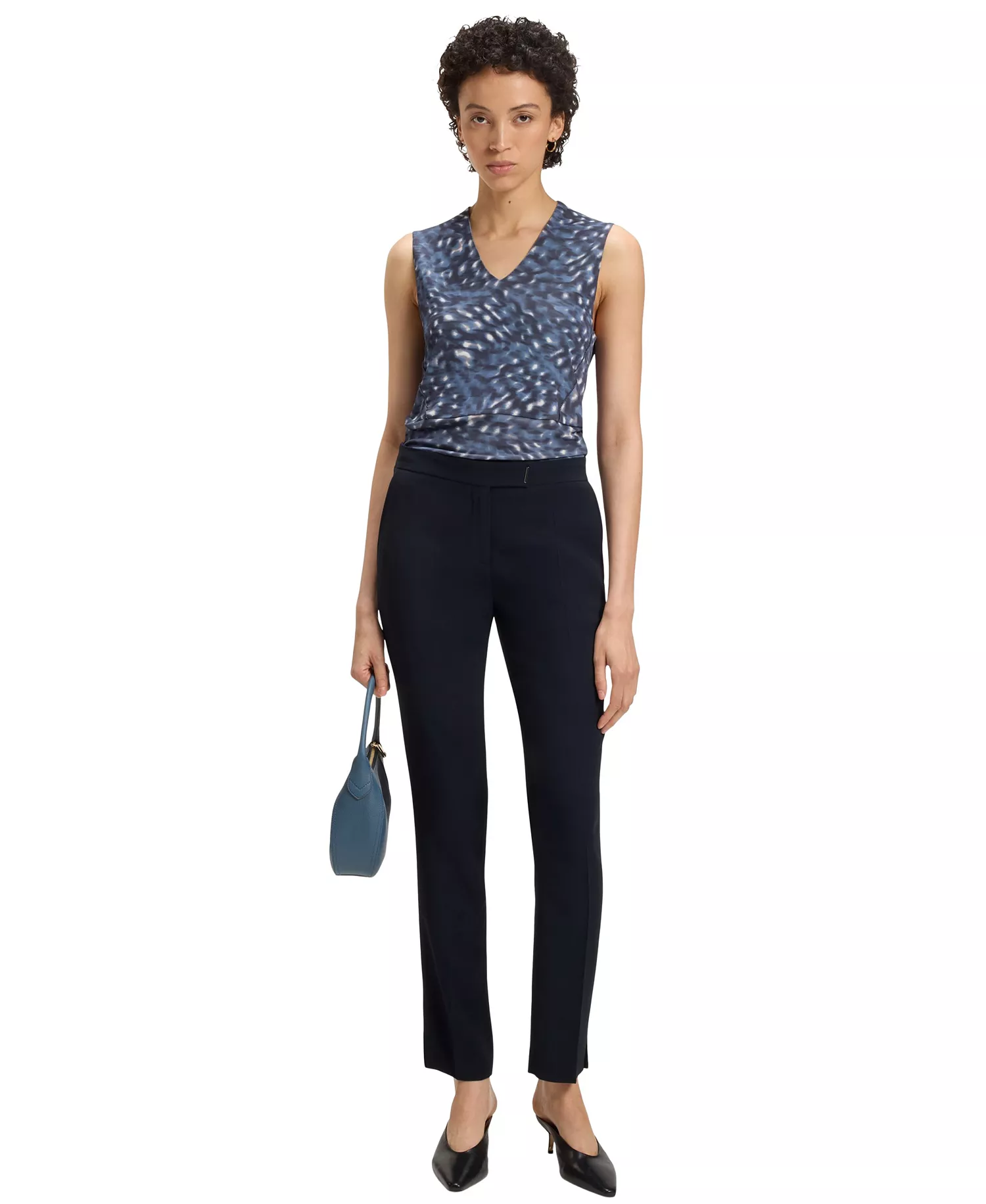 Women's Slit Hem Slim-Fit Pants - Dark Blue - 0