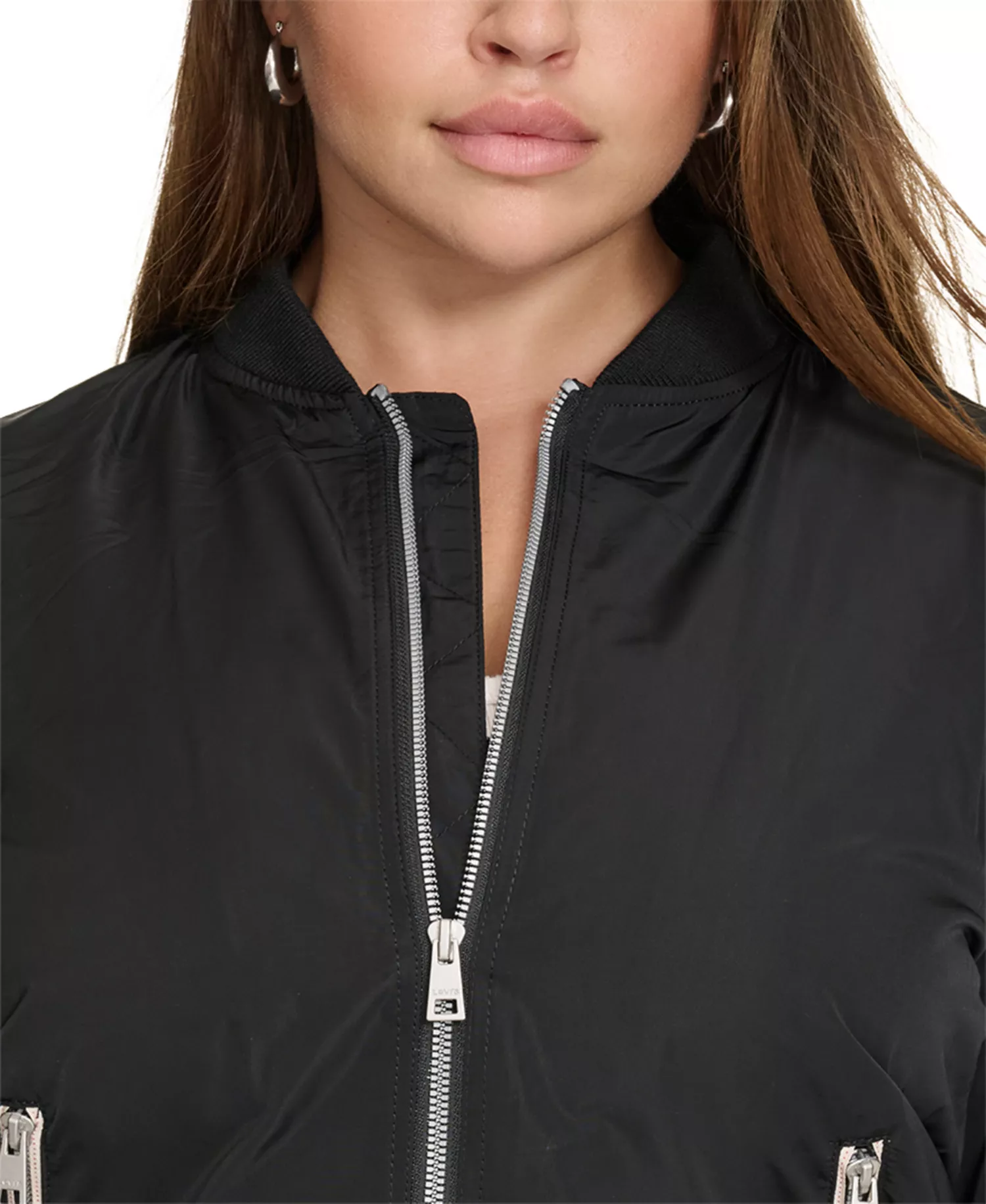 Trendy Plus Size Melanie Bomber Jacket - Black - 1X