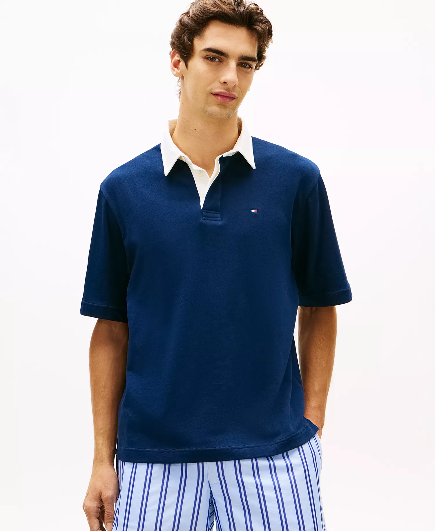 Men's Regular Flag Rugby Polo Shirt - Carbon Navy - L