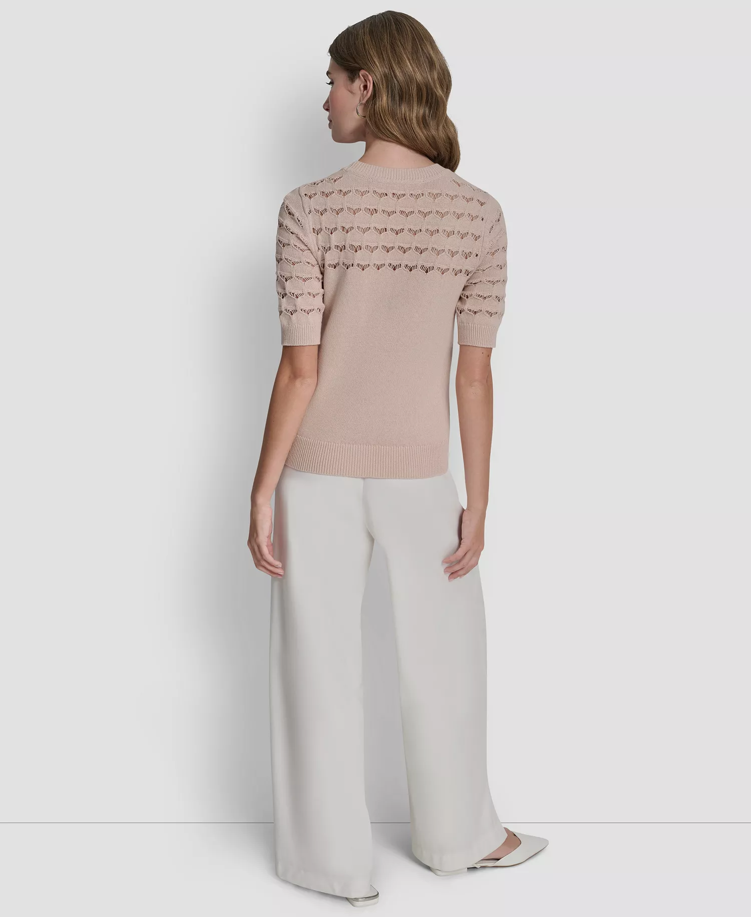 Women's Short-Sleeve Ribbed Hem Sweater - Cameo - L