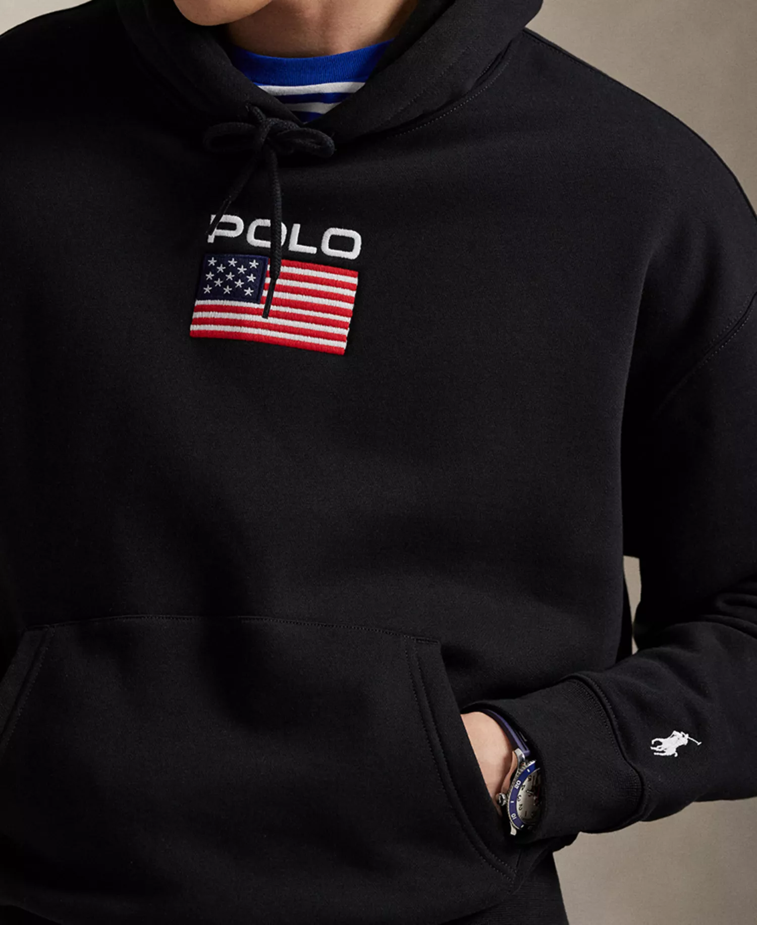 Men's Flag Fleece Hoodie - Polo Black - L