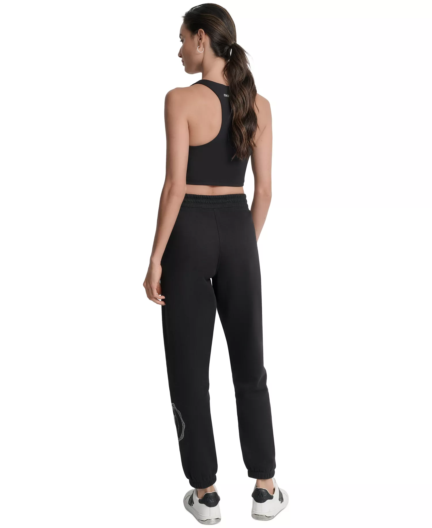 Women's Embellished Medallion-Logo Joggers - Black/ Eggnog - L