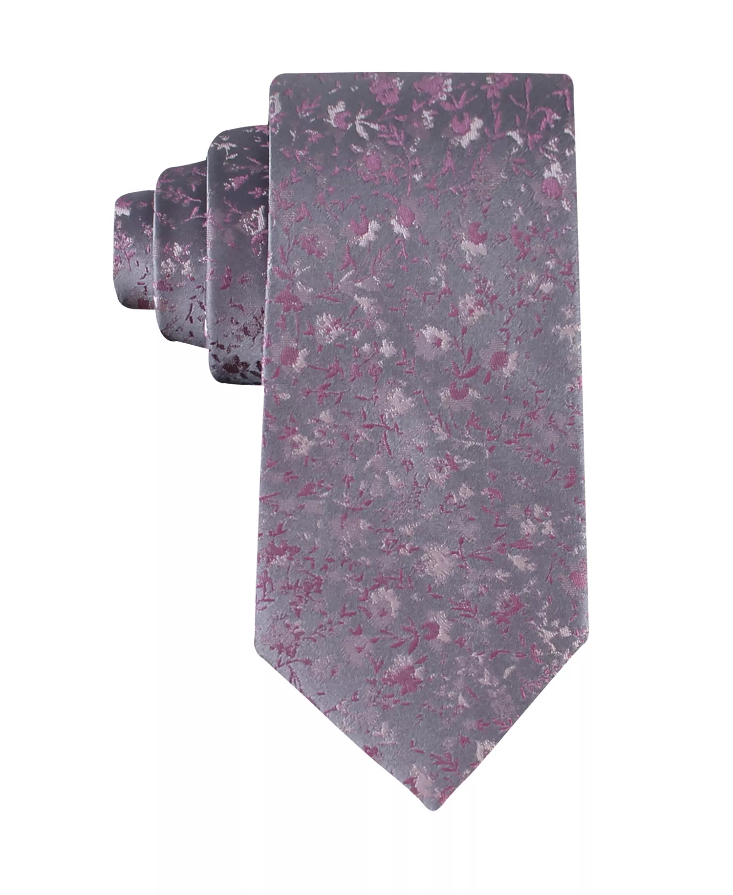 Men's Silk Floral Tie - Berry - ONE SIZE
