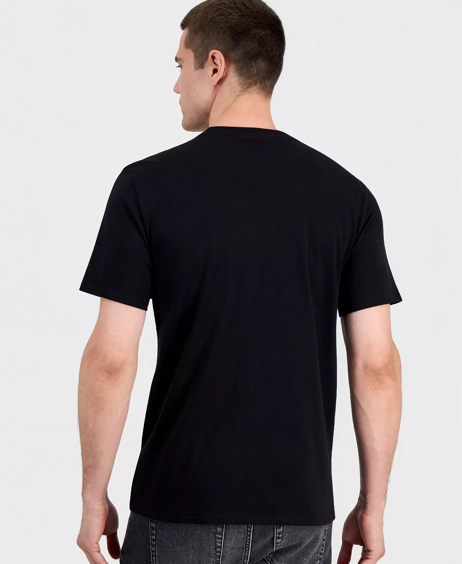 Men's Embroidered Logo Cotton Crewneck T-Shirt - Black - 2XL