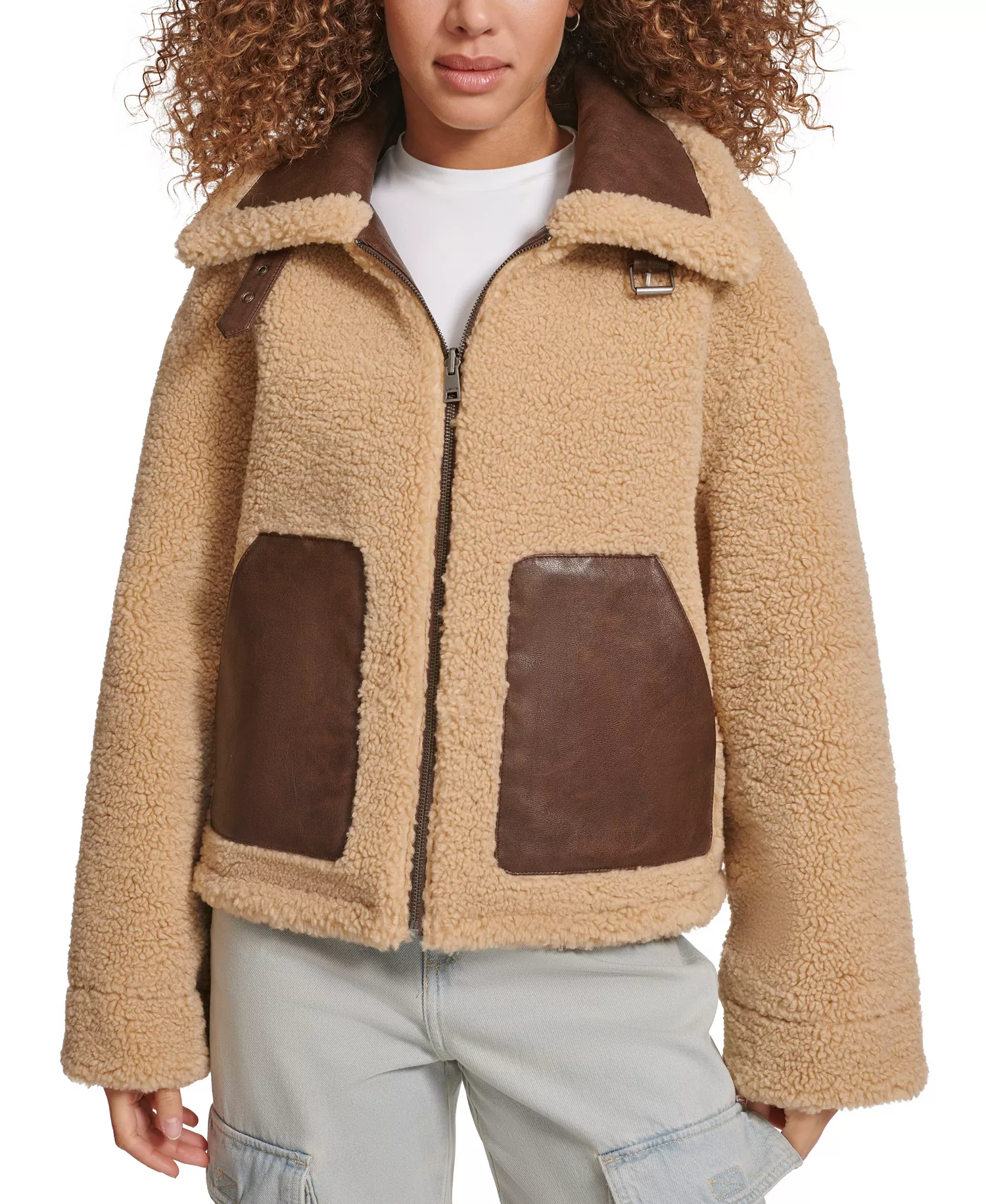 Women's Reversible Sherpa Shorty Jacket - Sesame - L