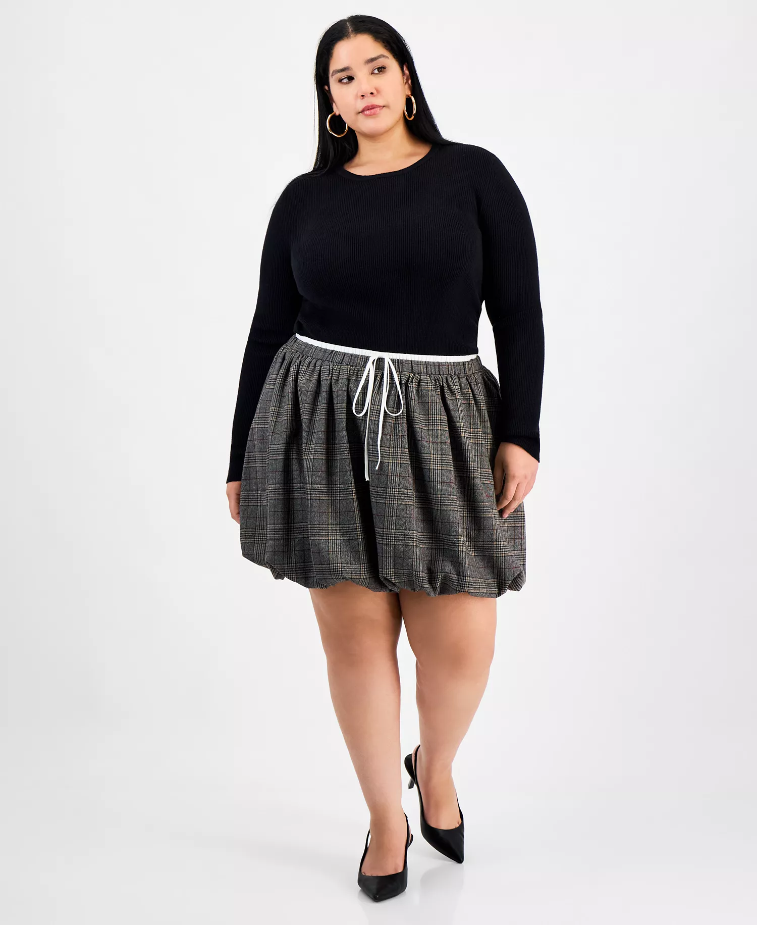Trendy Plus Size Plaid Bubble Mini Skort, Macy's Exclusive - Plaid - 0X