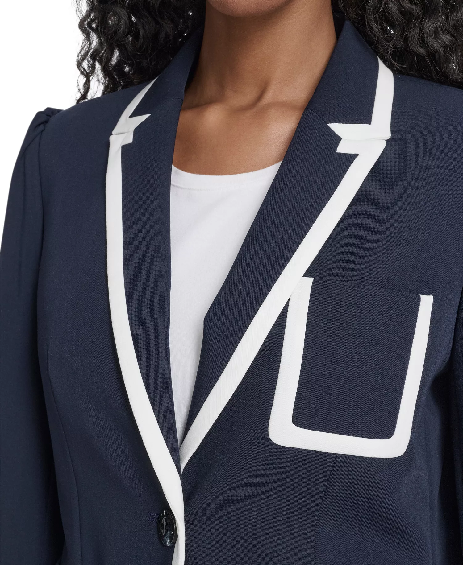 Women's Framed One-Button Blazer - Midnght/ivory - 0