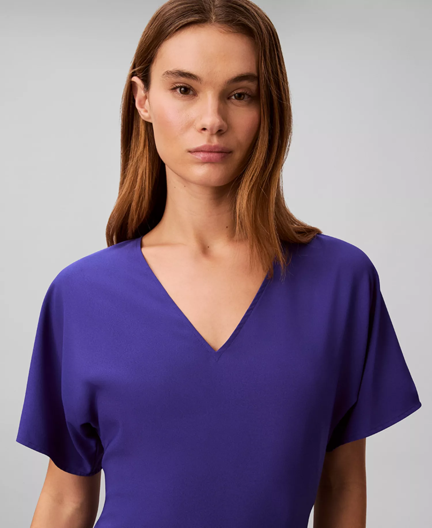 Women's V-Neck Midi Dress - Blue River Fog - L