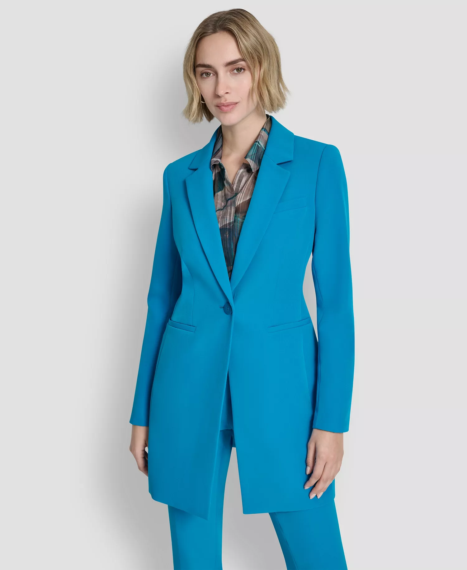 Women's One-Button Topper Jacket - Ocean Blue - 10