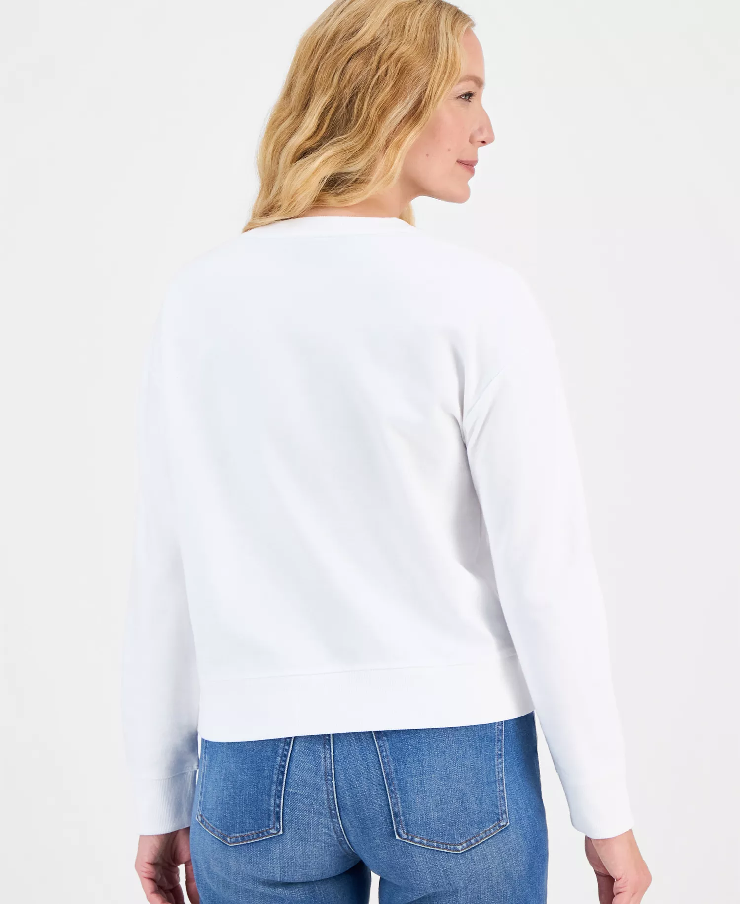 Nautica Women's Embellished Heart Graphic Sweatshirt  - Bright White - L